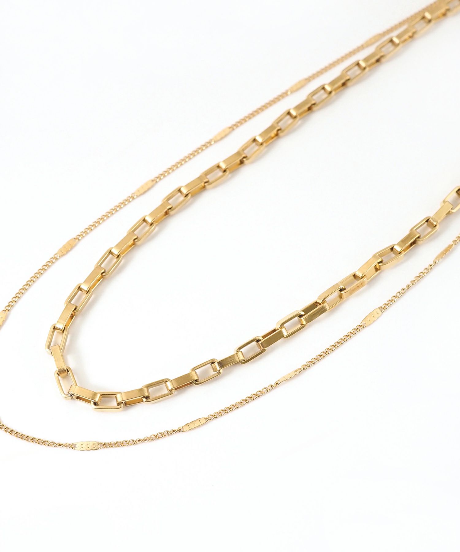 スクエアチェーン2連ステンレスネックレス