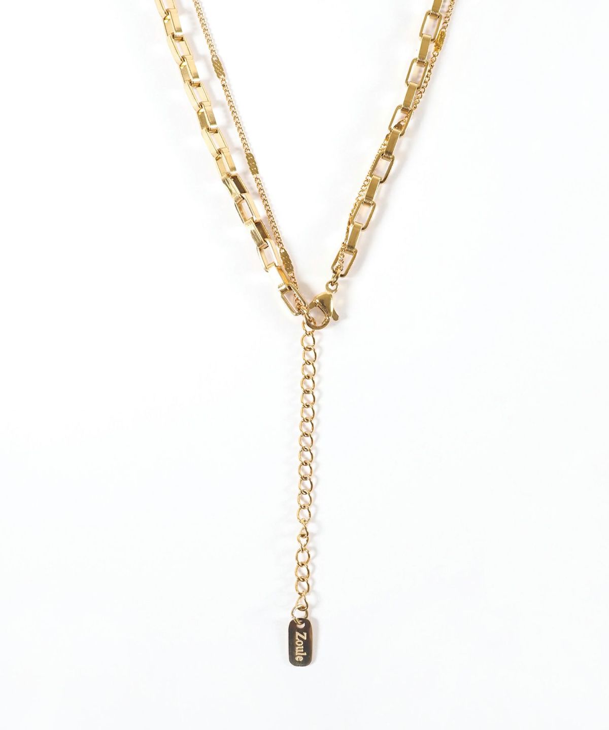 スクエアチェーン2連ステンレスネックレス