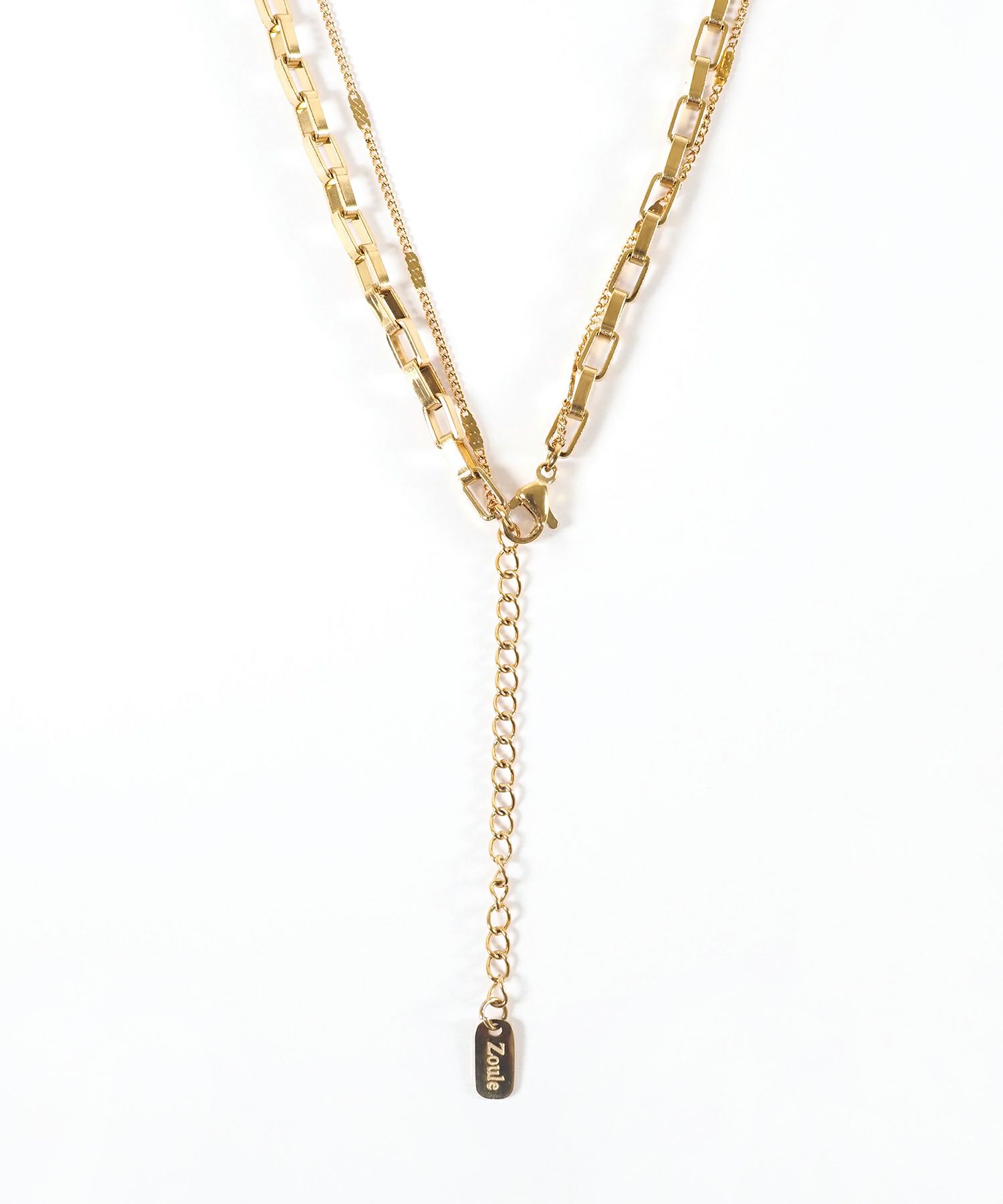 スクエアチェーン2連ステンレスネックレス