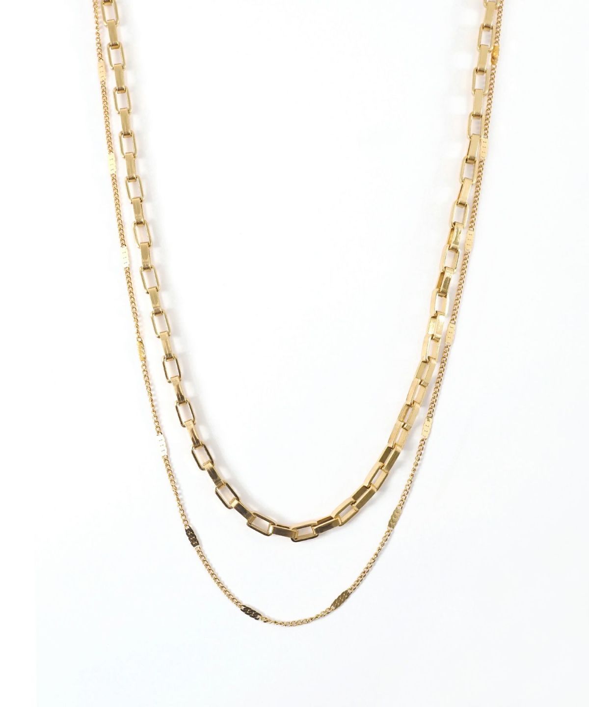 スクエアチェーン2連ステンレスネックレス