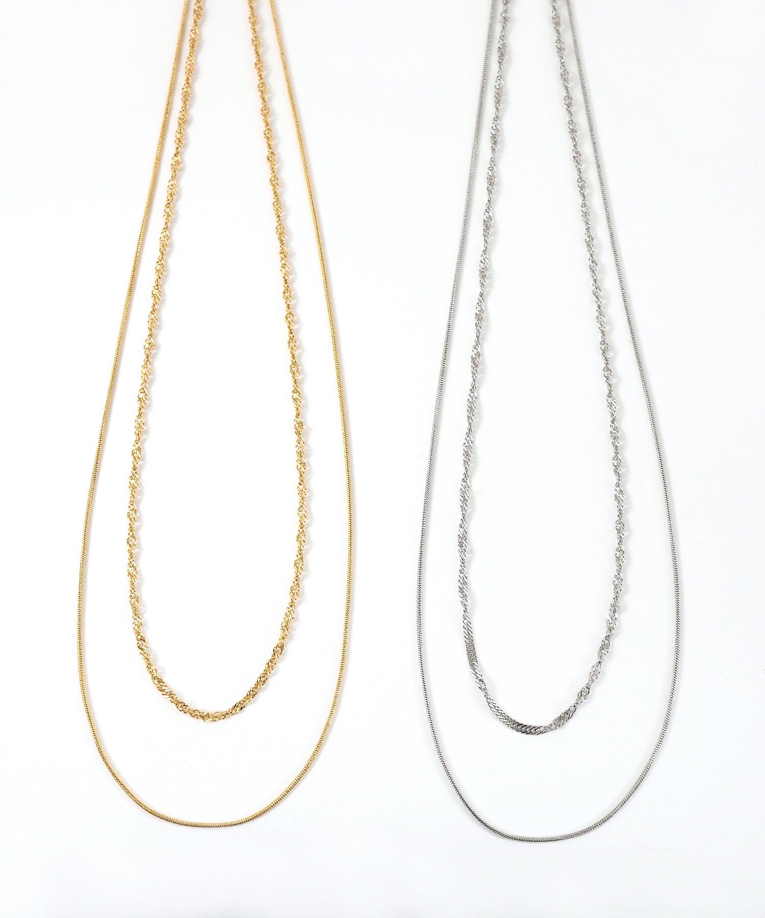 スクリューチェーン2連ステンレスネックレス