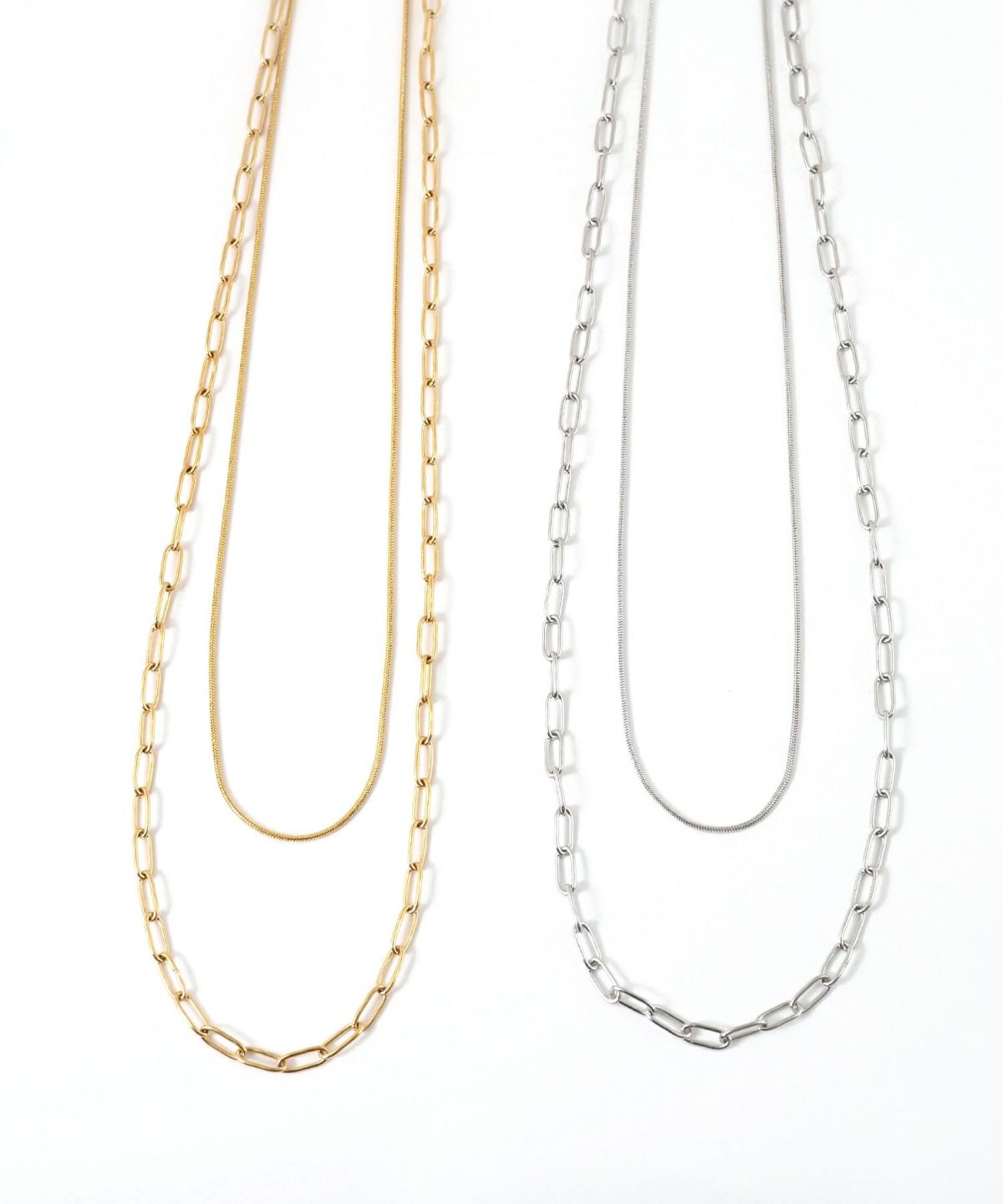オーバルチェーン2連ステンレスネックレス