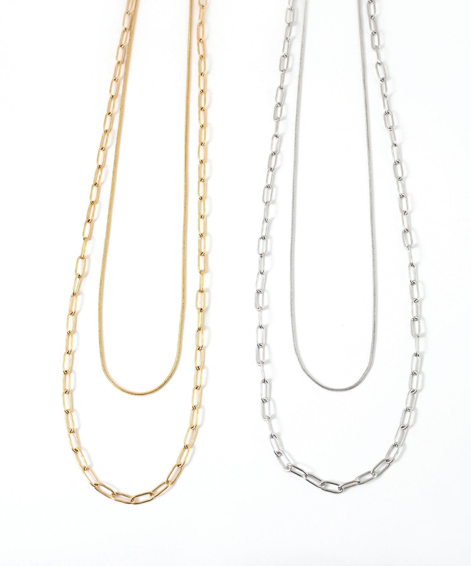 オーバルチェーン2連ステンレスネックレス