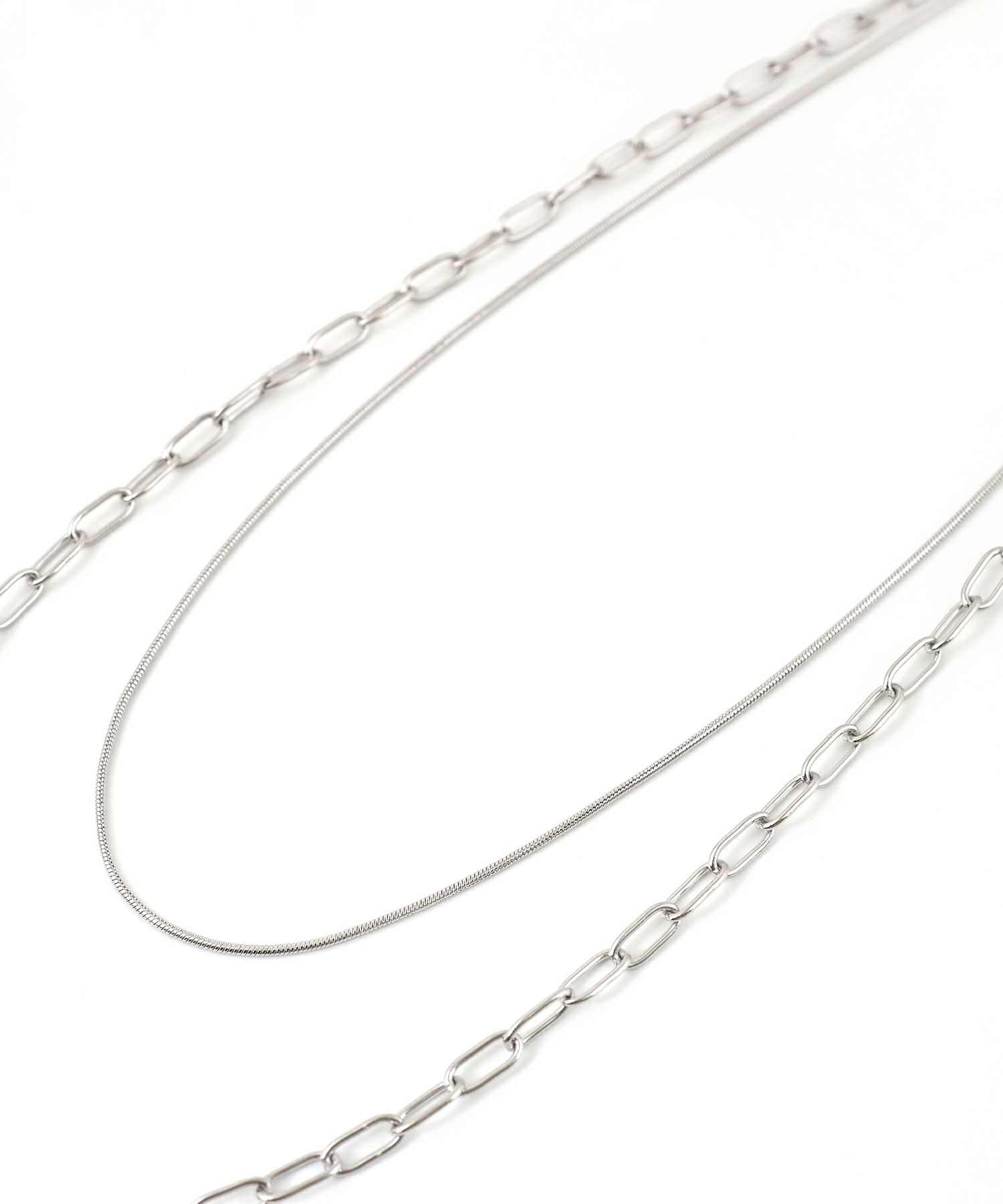 オーバルチェーン2連ステンレスネックレス