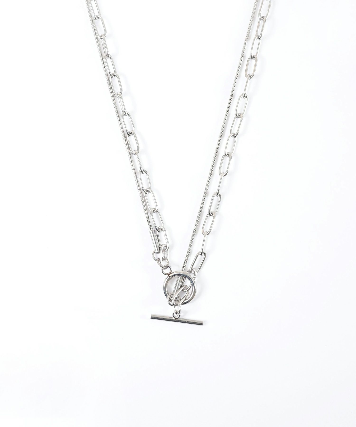 オーバルチェーン2連ステンレスネックレス