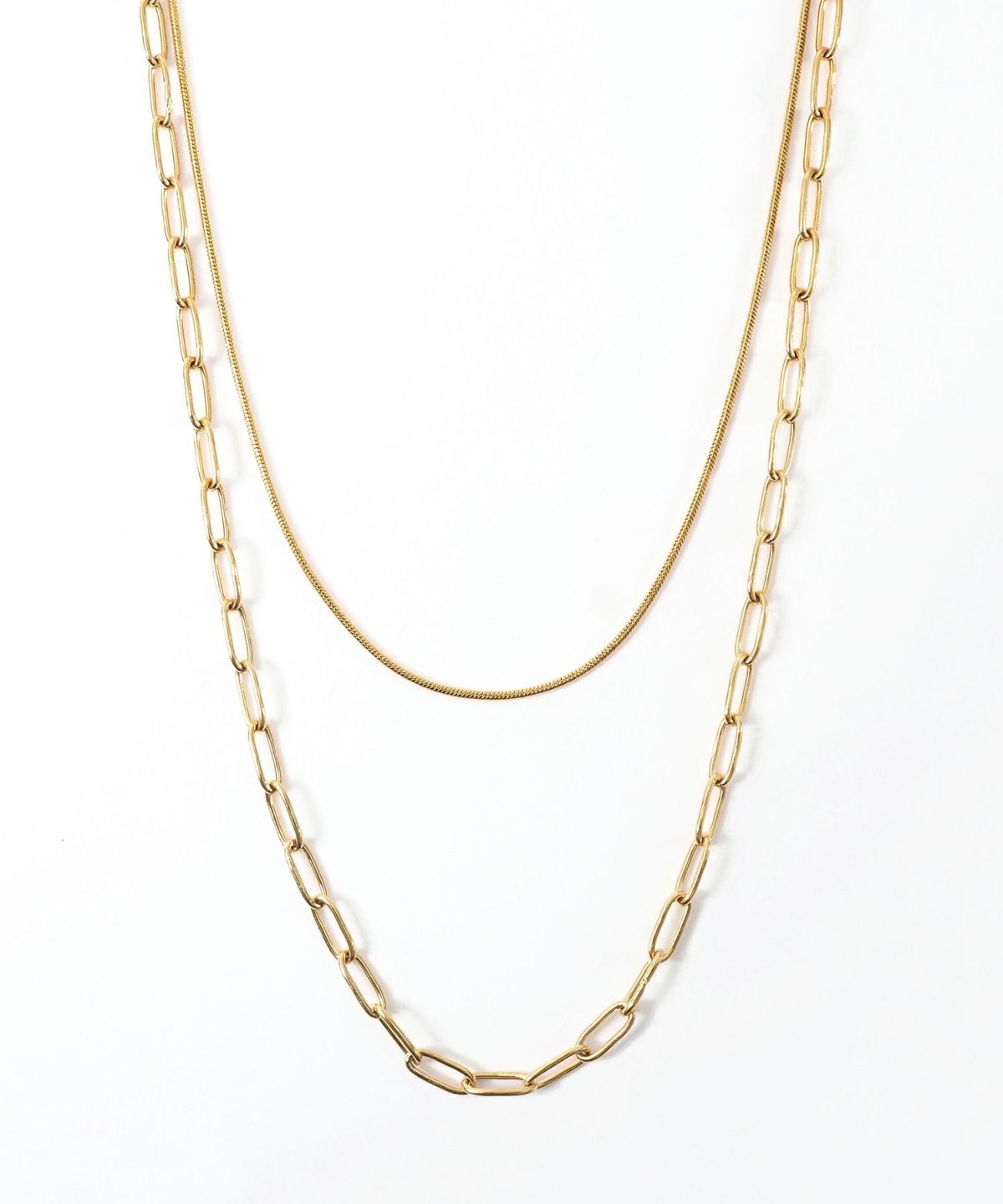 オーバルチェーン2連ステンレスネックレス