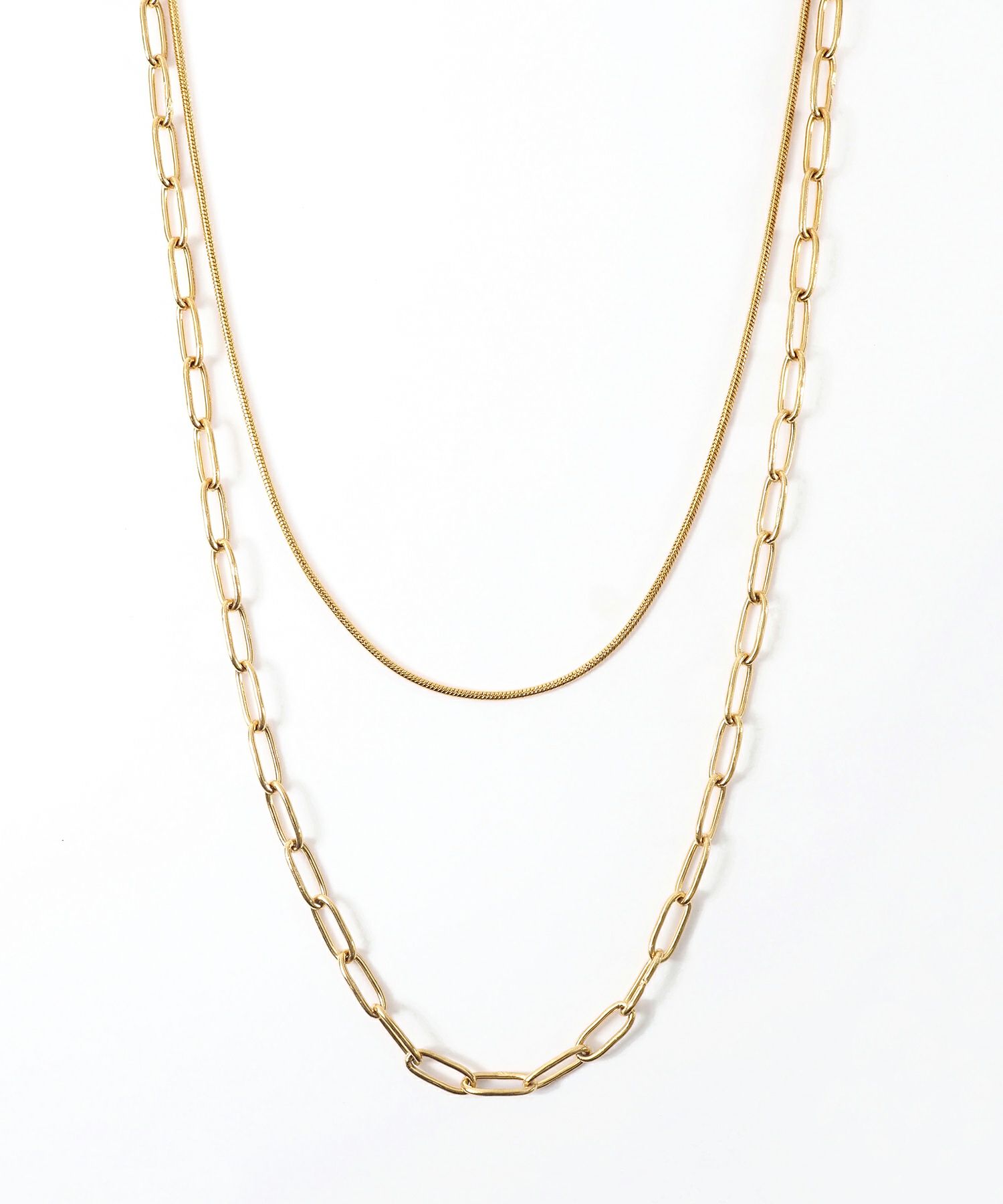 オーバルチェーン2連ステンレスネックレス