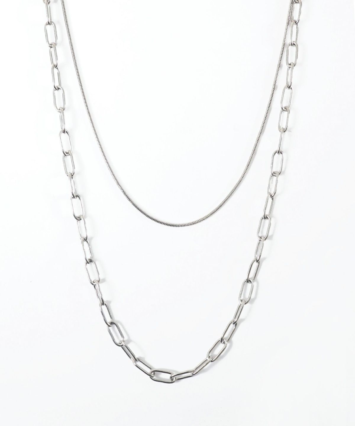 オーバルチェーン2連ステンレスネックレス
