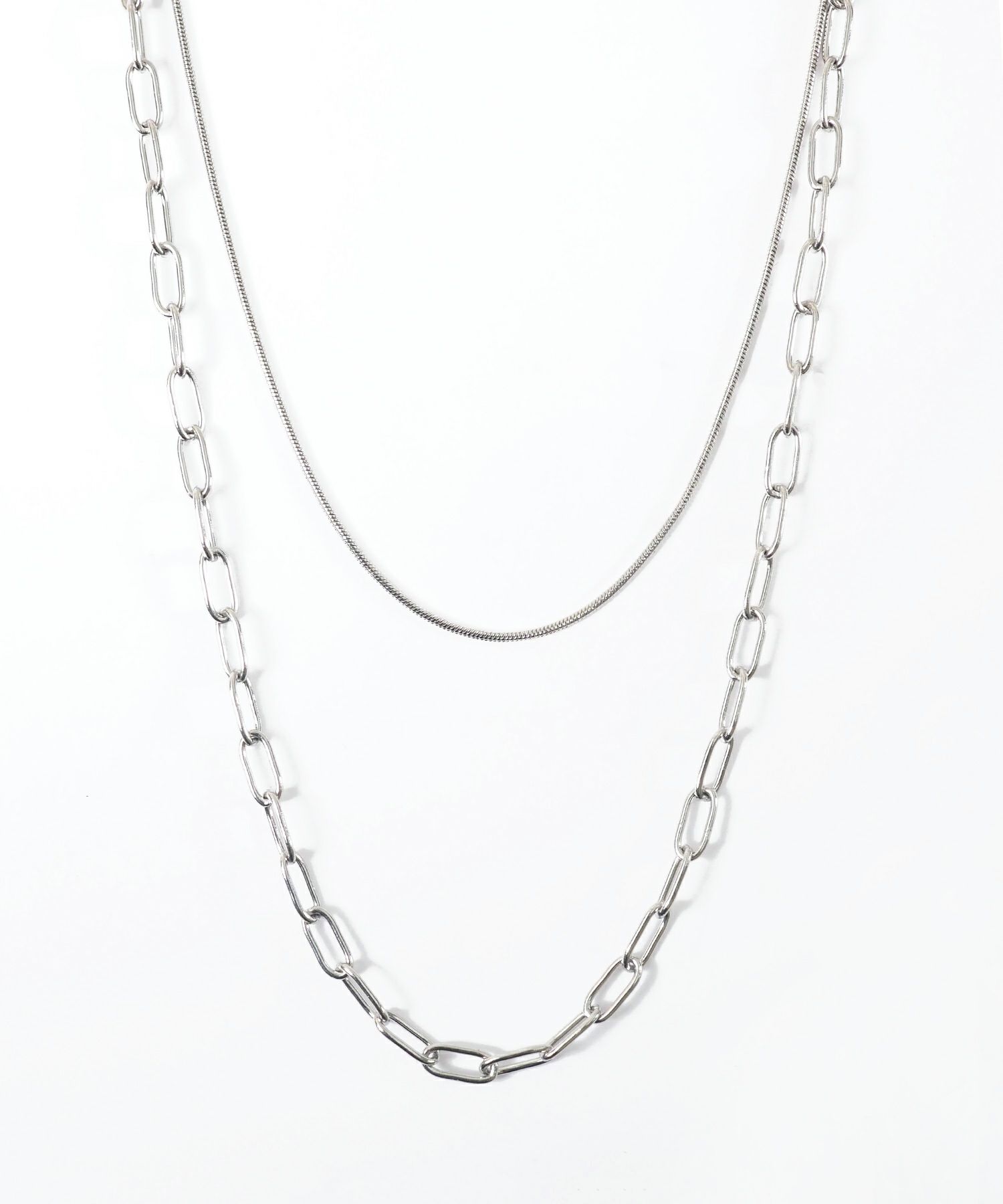 オーバルチェーン2連ステンレスネックレス