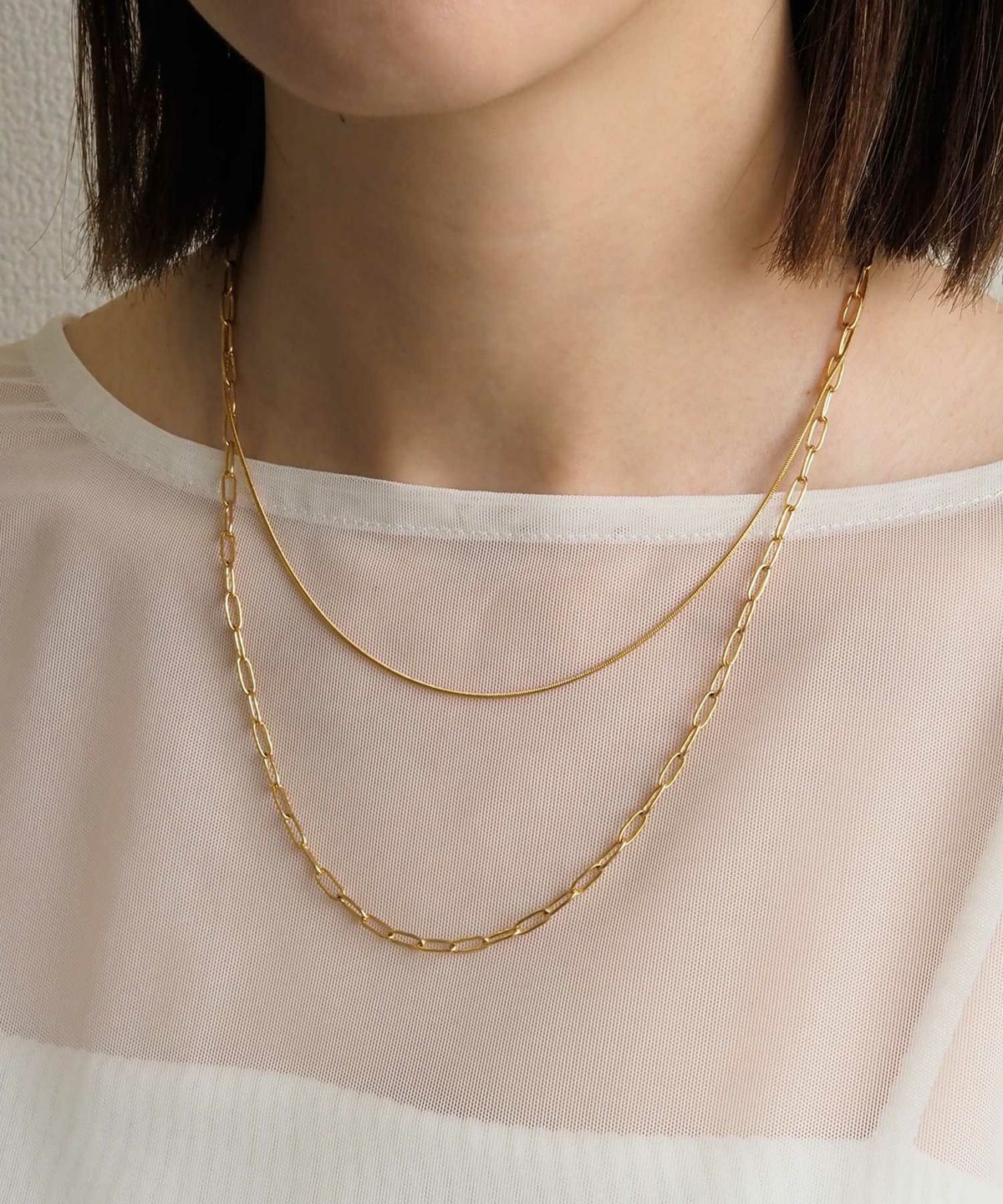 オーバルチェーン2連ステンレスネックレス