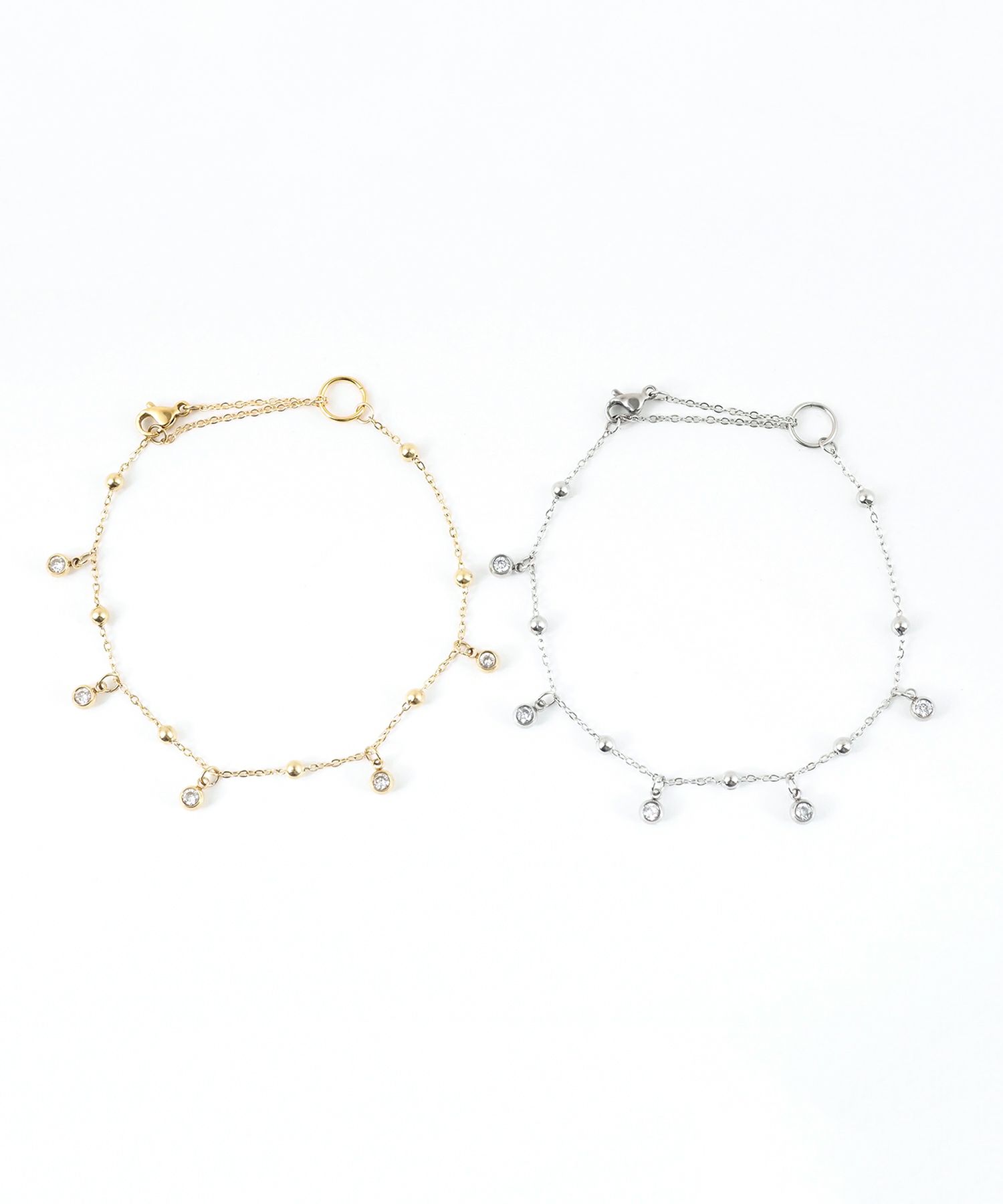 ストーンボール2wayステンレスブレスレット・アンクレット