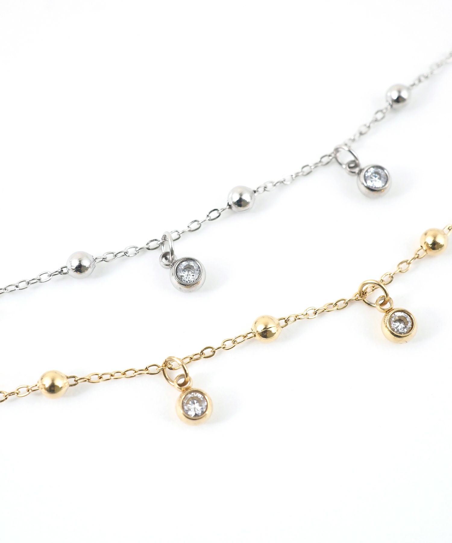 ストーンボール2wayステンレスブレスレット・アンクレット