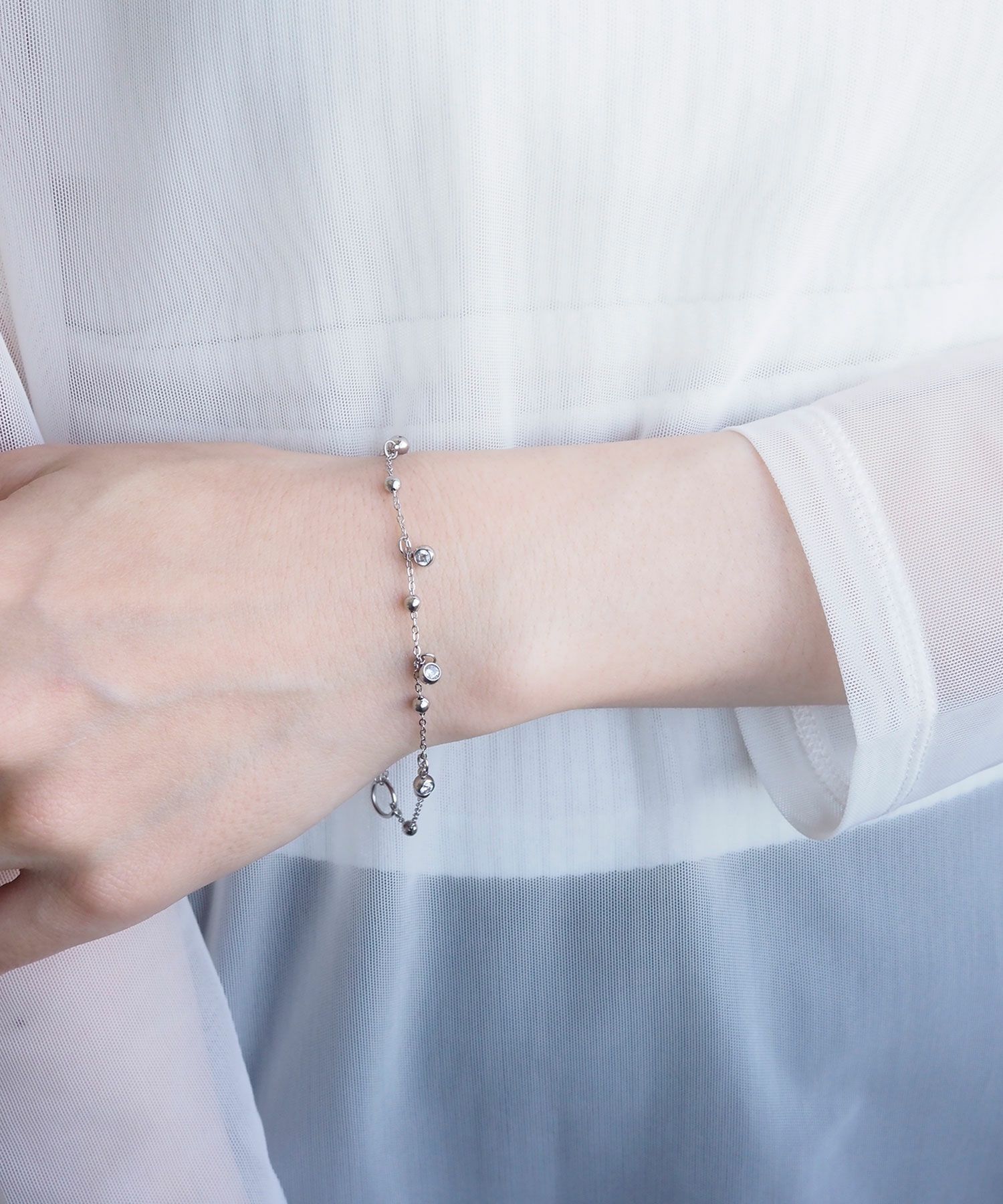 ストーンボール2wayステンレスブレスレット・アンクレット【Zoule】