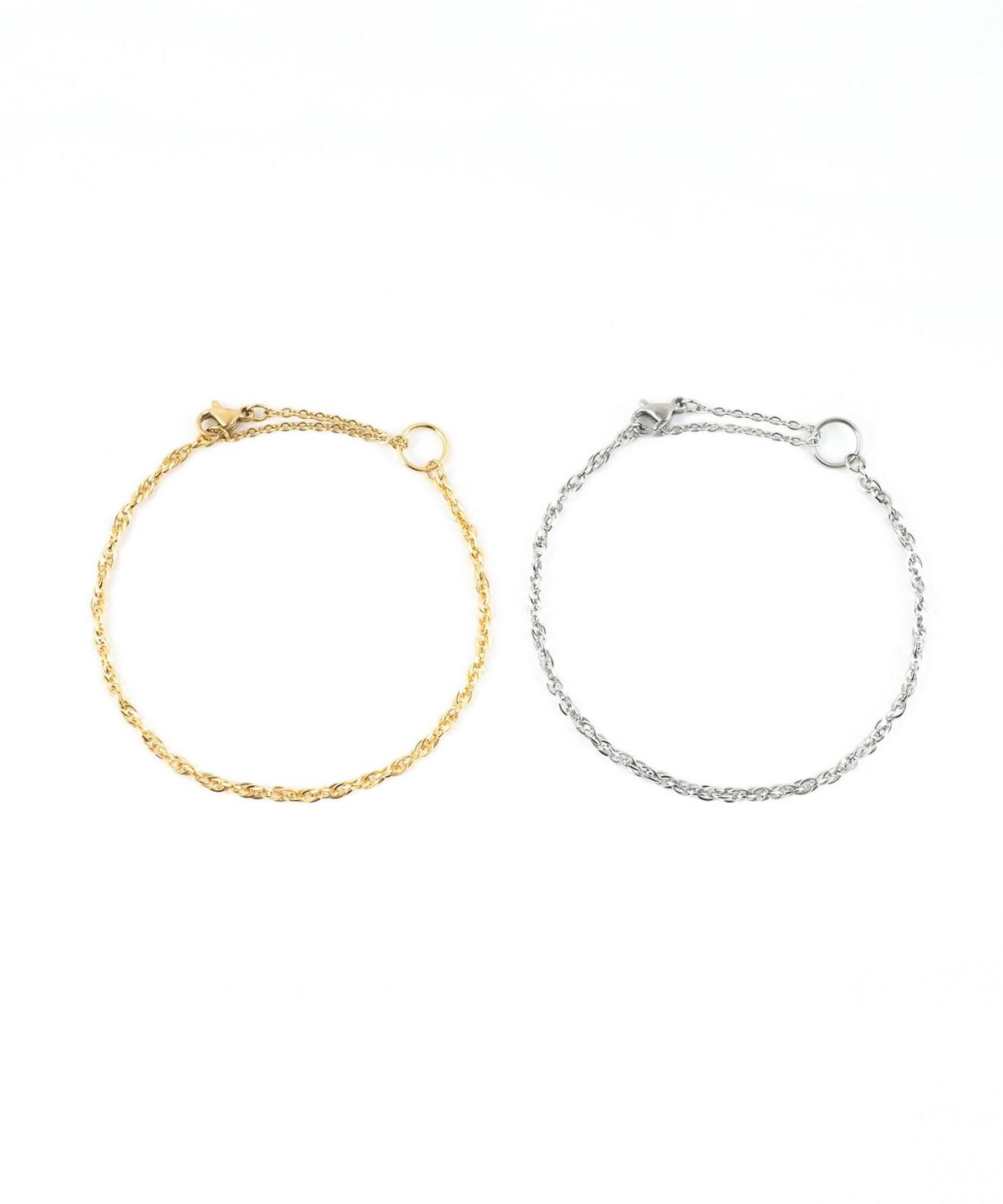 ツイストチェーン2wayステンレスブレスレット・アンクレット