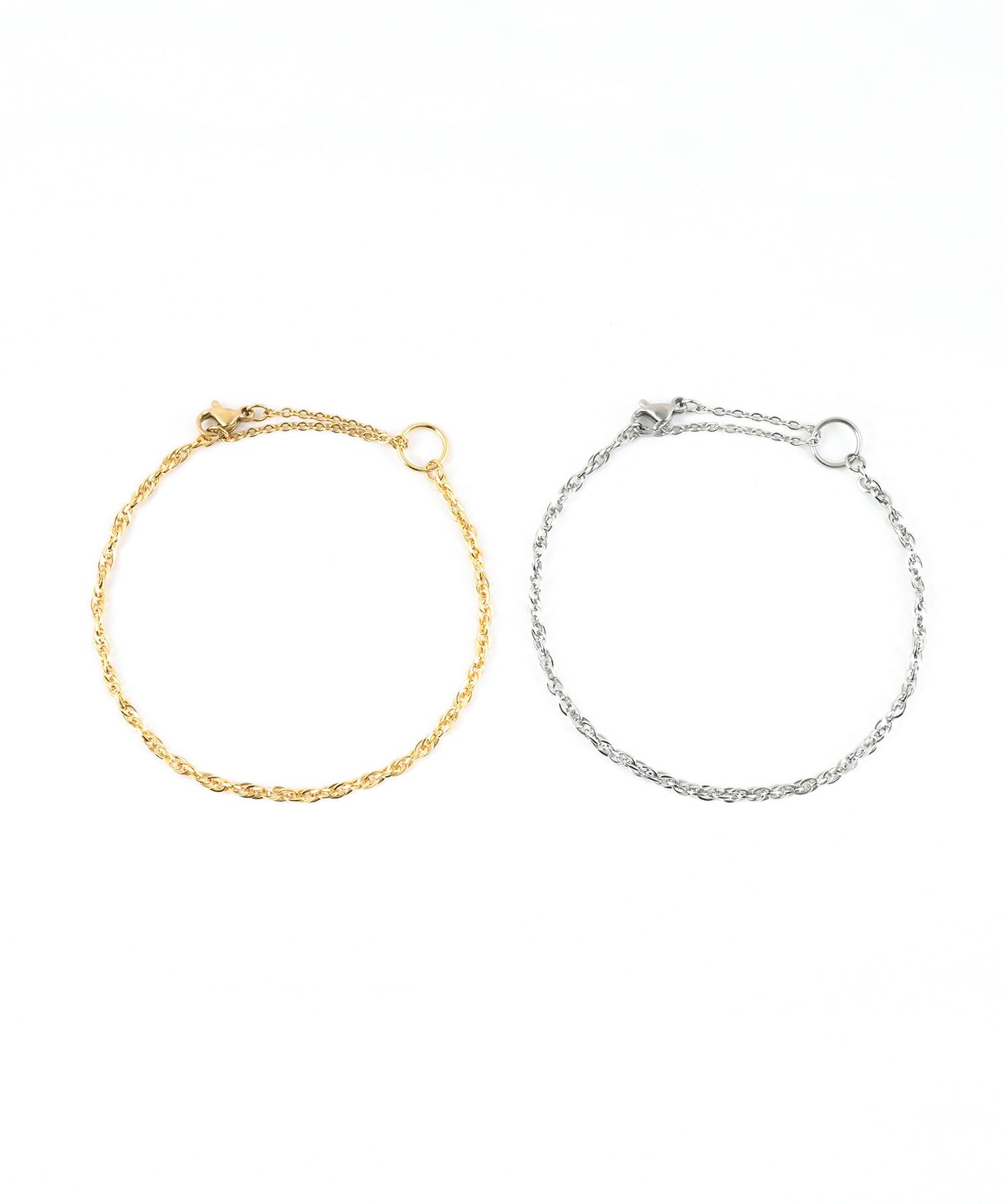 ツイストチェーン2wayステンレスブレスレット・アンクレット