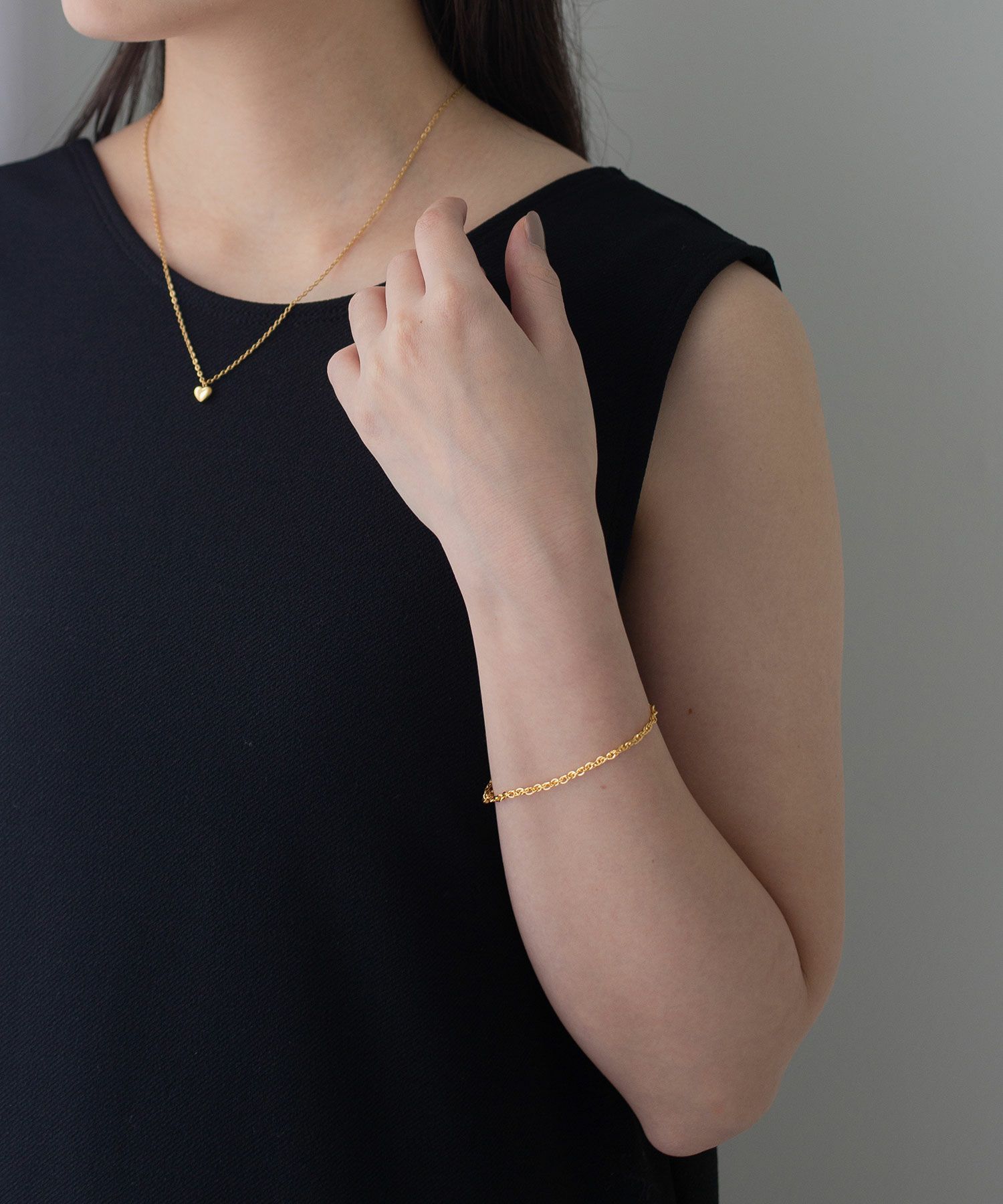 ツイストチェーン2wayステンレスブレスレット・アンクレット【Zoule】