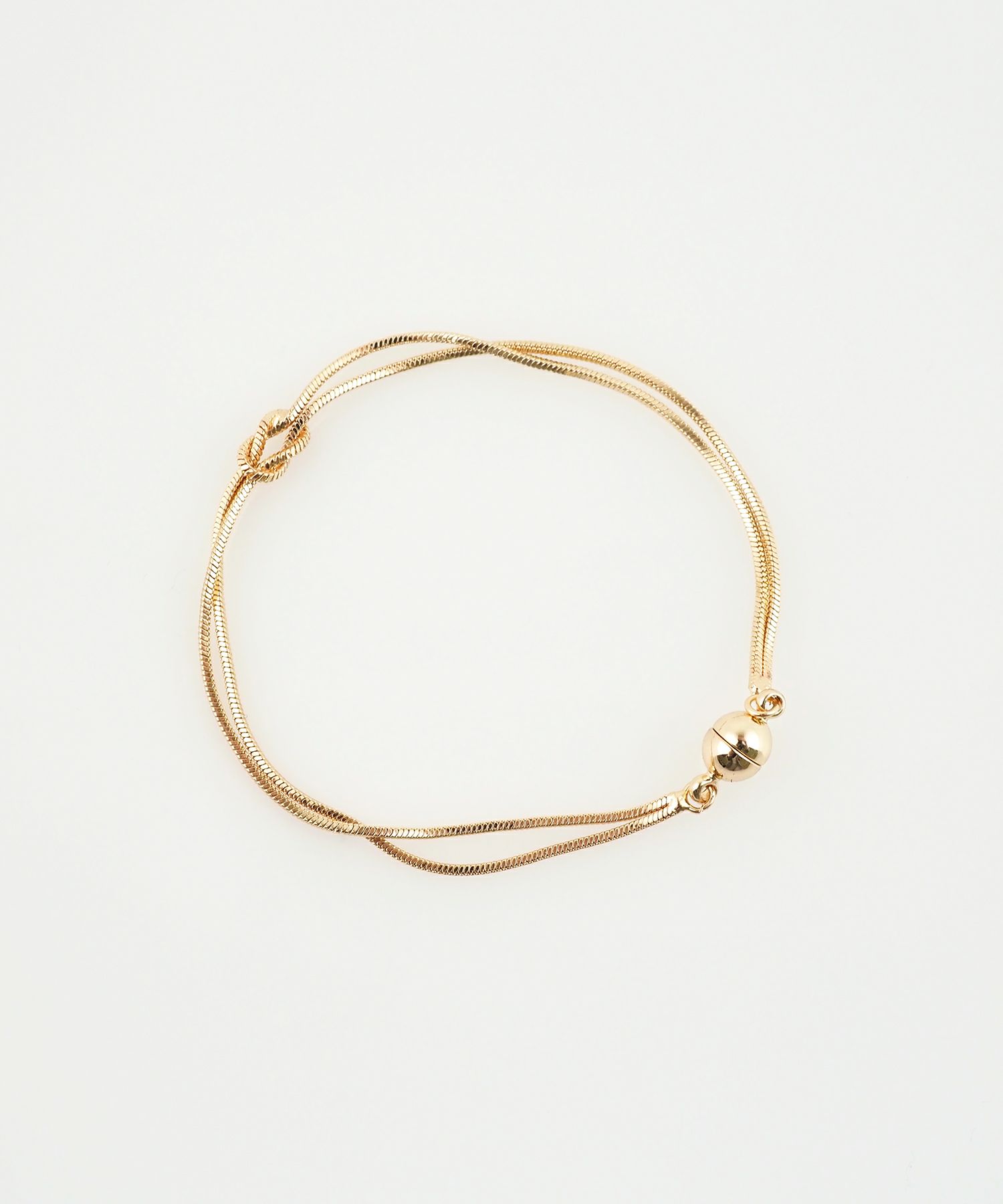 ノットスネークダブルチェーンマグネットブレスレット