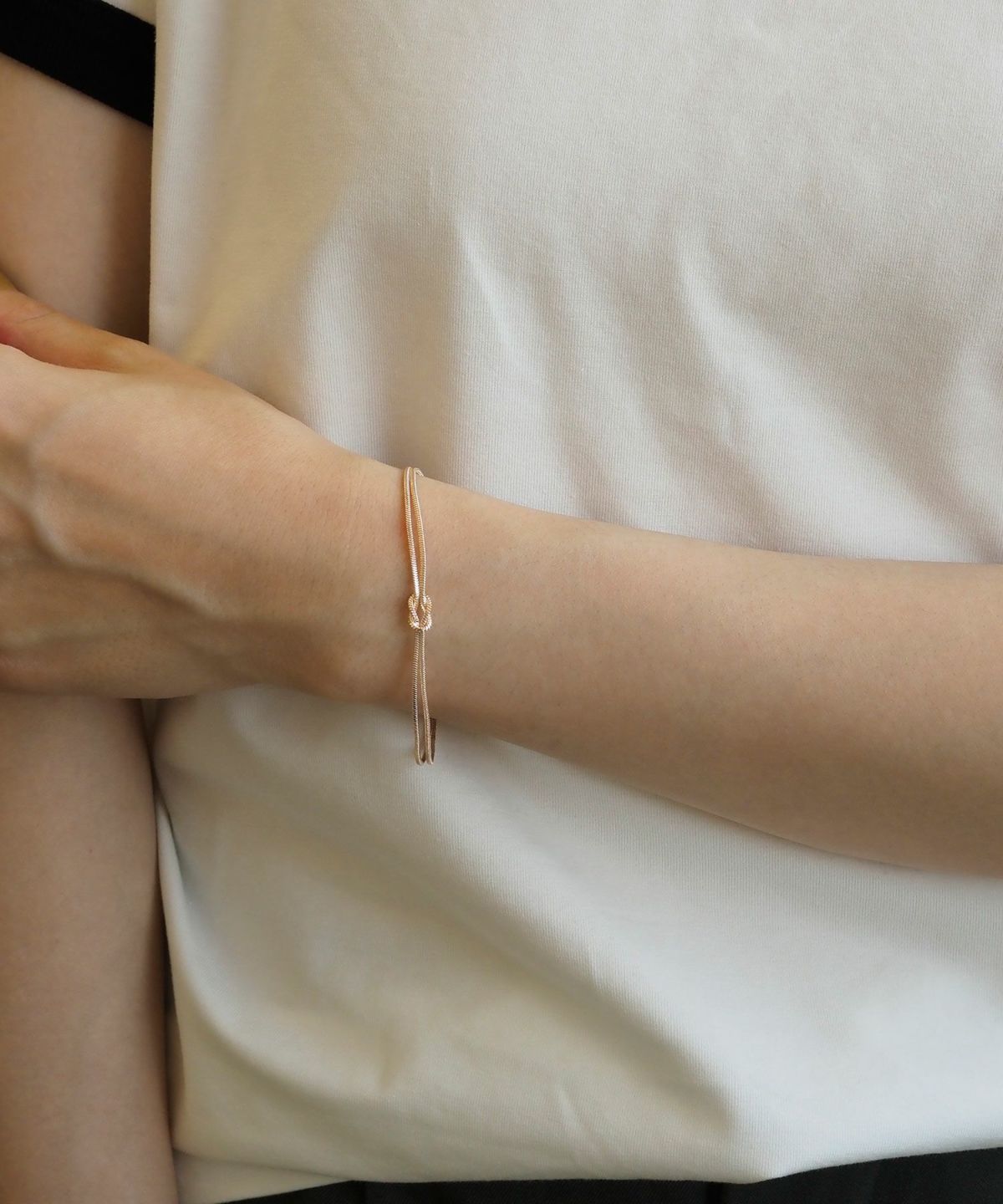 ノットスネークダブルチェーンマグネットブレスレット