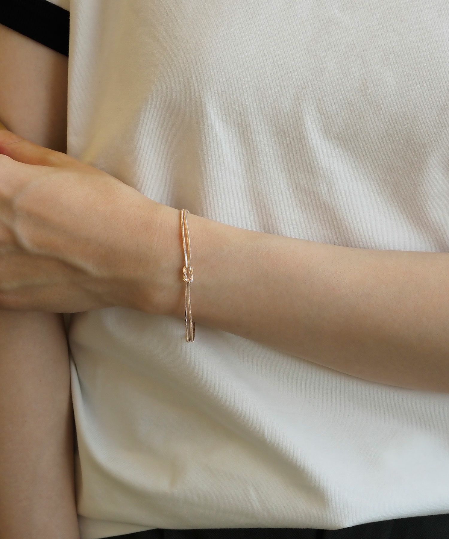 ノットスネークダブルチェーンマグネットブレスレット