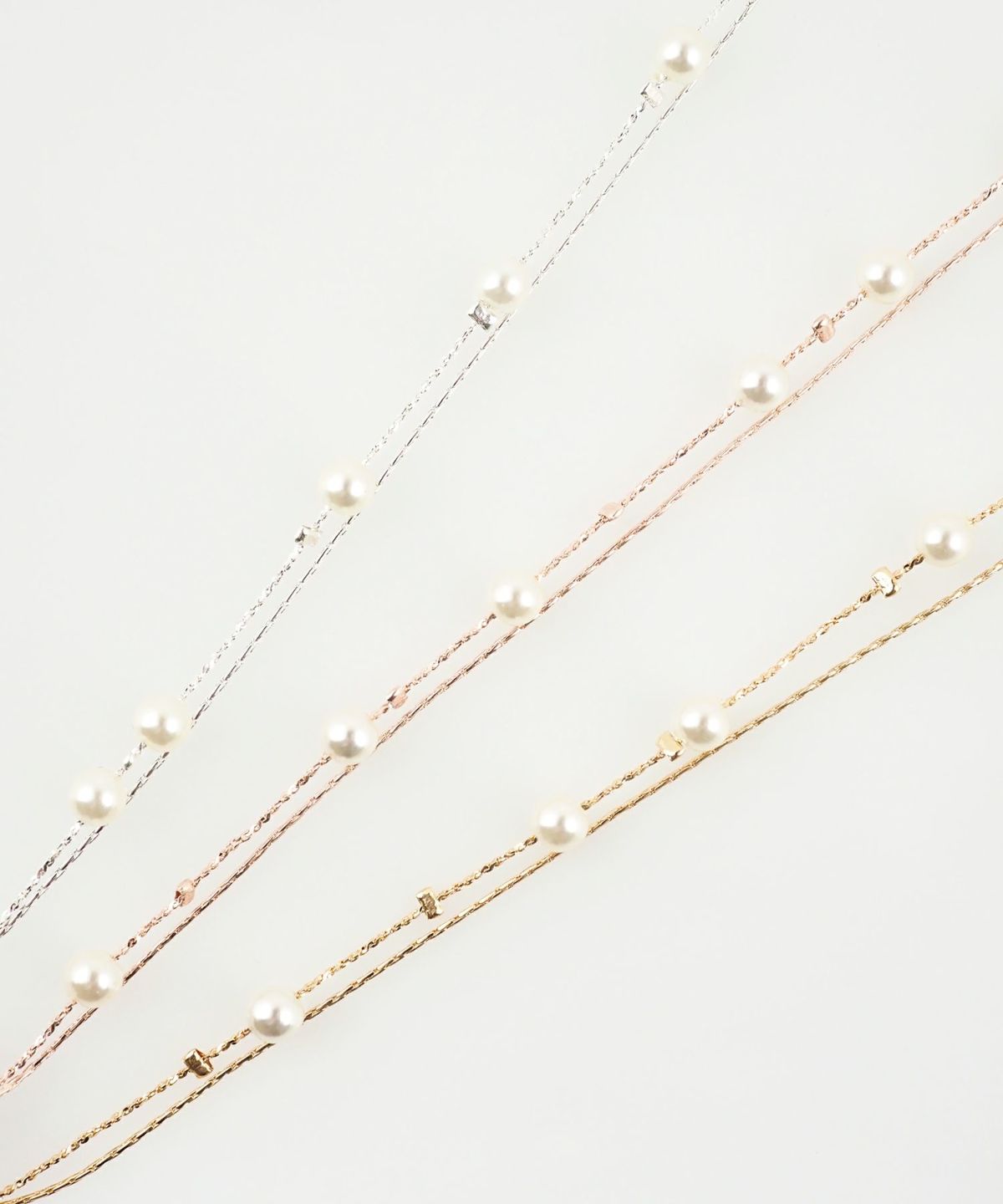 ステーションパールダブルチェーンマグネットブレスレット