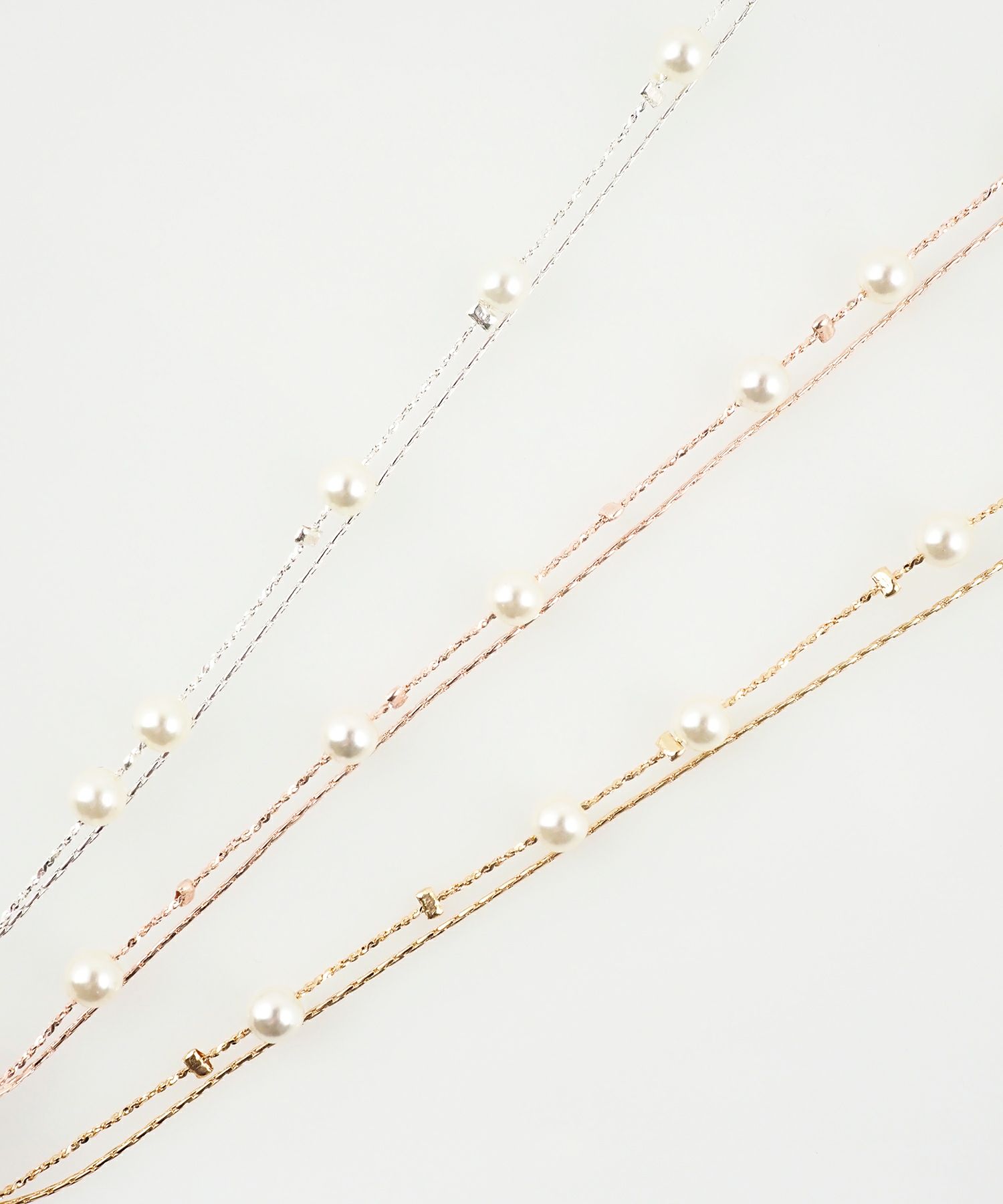 ステーションパールダブルチェーンマグネットブレスレット