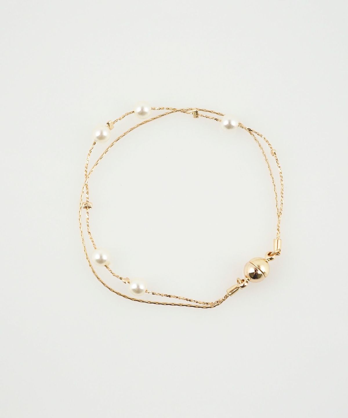 ステーションパールダブルチェーンマグネットブレスレット