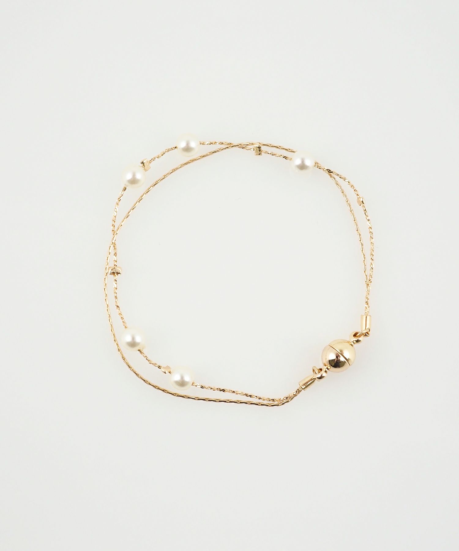 ステーションパールダブルチェーンマグネットブレスレット