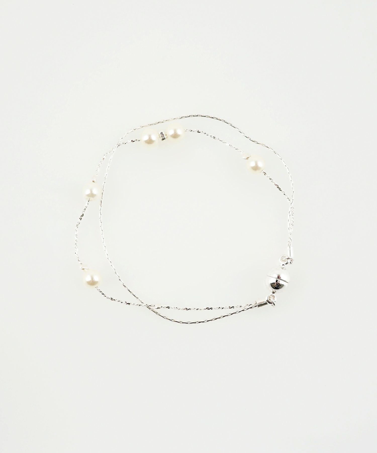 ステーションパールダブルチェーンマグネットブレスレット