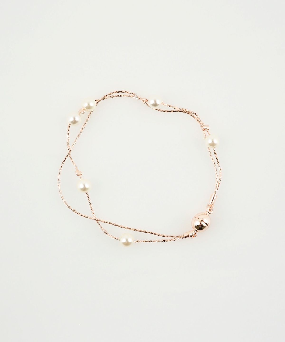 ステーションパールダブルチェーンマグネットブレスレット