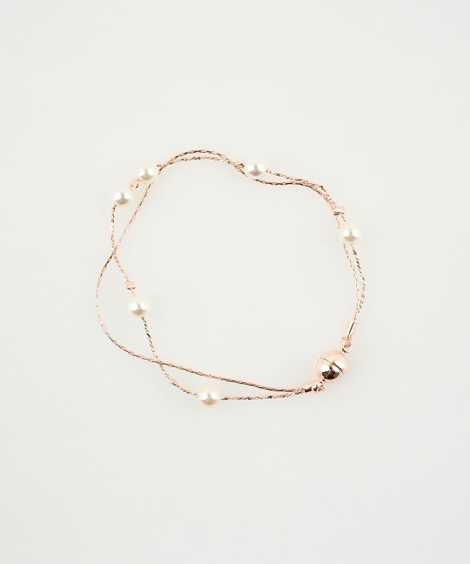 ステーションパールダブルチェーンマグネットブレスレット