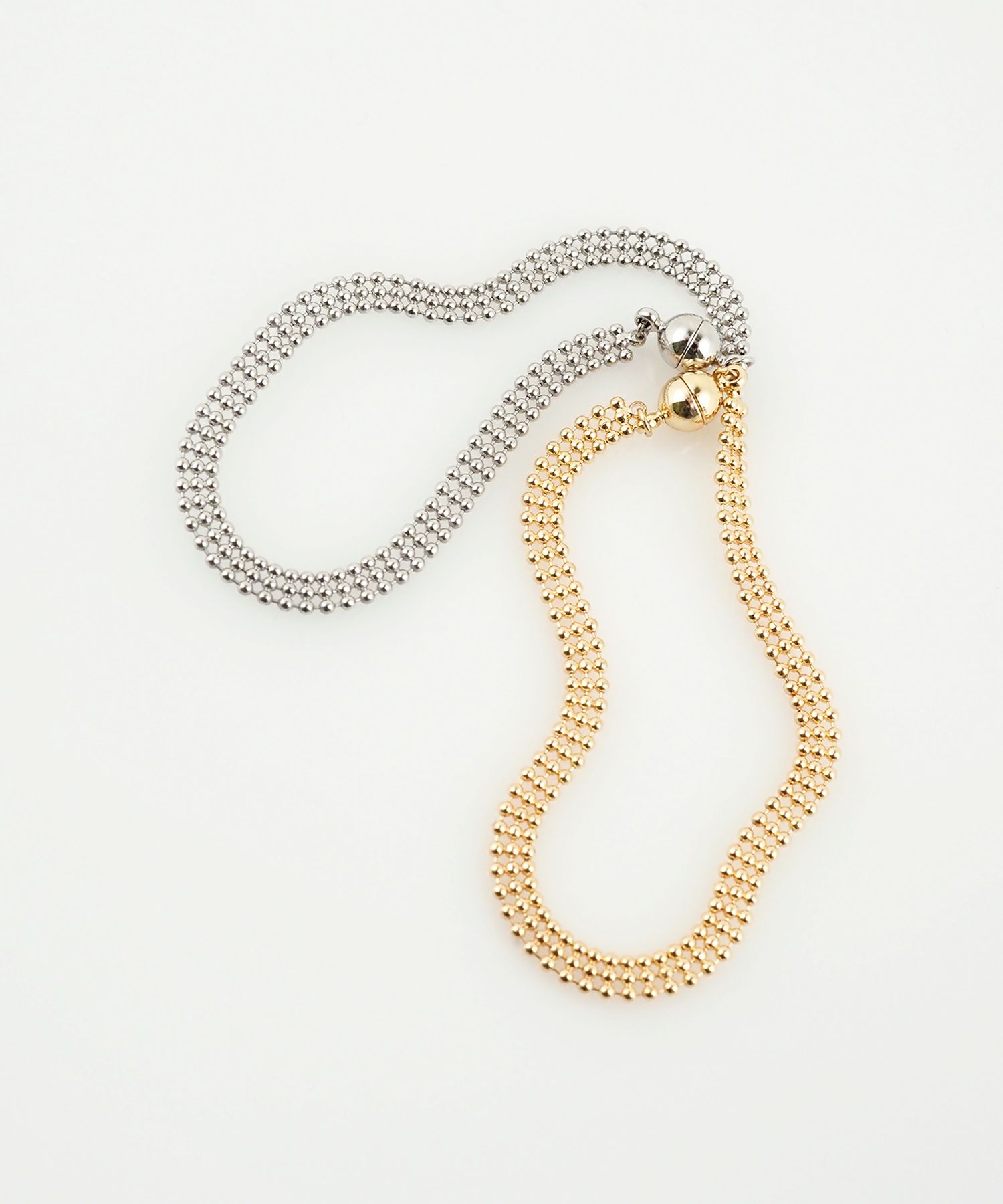 フラットボールフチェーンマグネットブレスレット