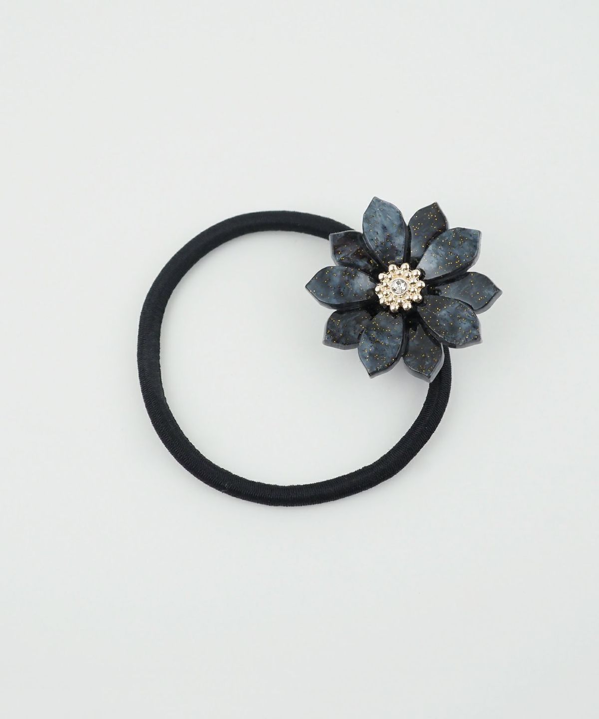 メタルビジューフラワーポニー