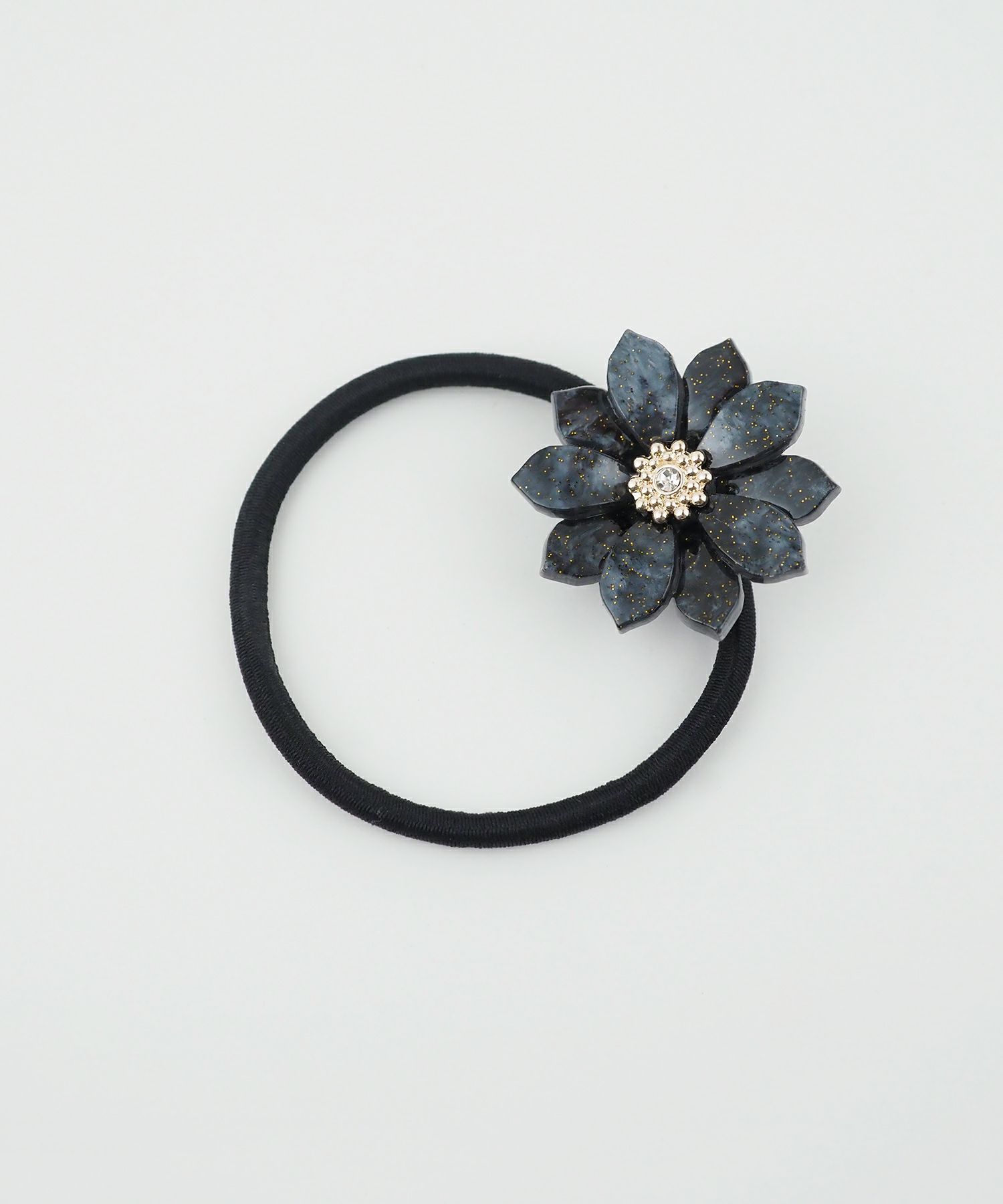 メタルビジューフラワーポニー