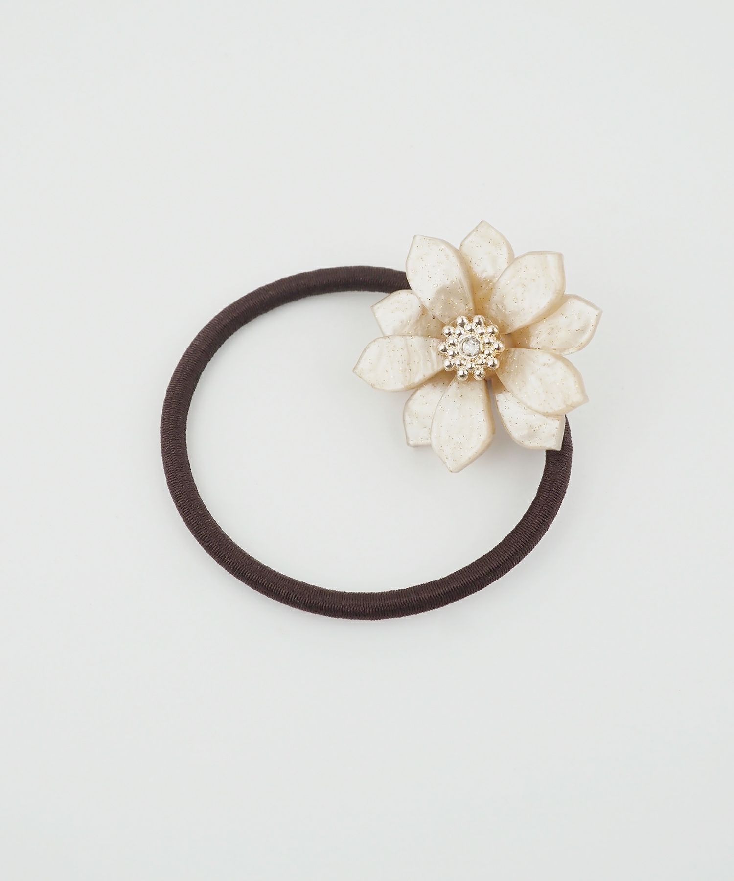 メタルビジューフラワーポニー