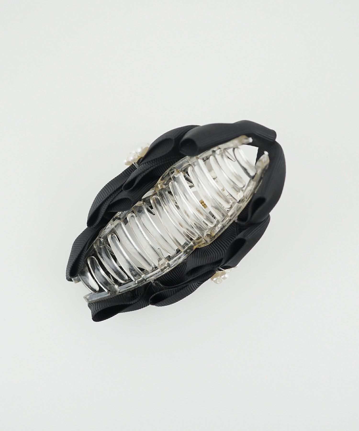 グログランパールリボンバンスクリップ