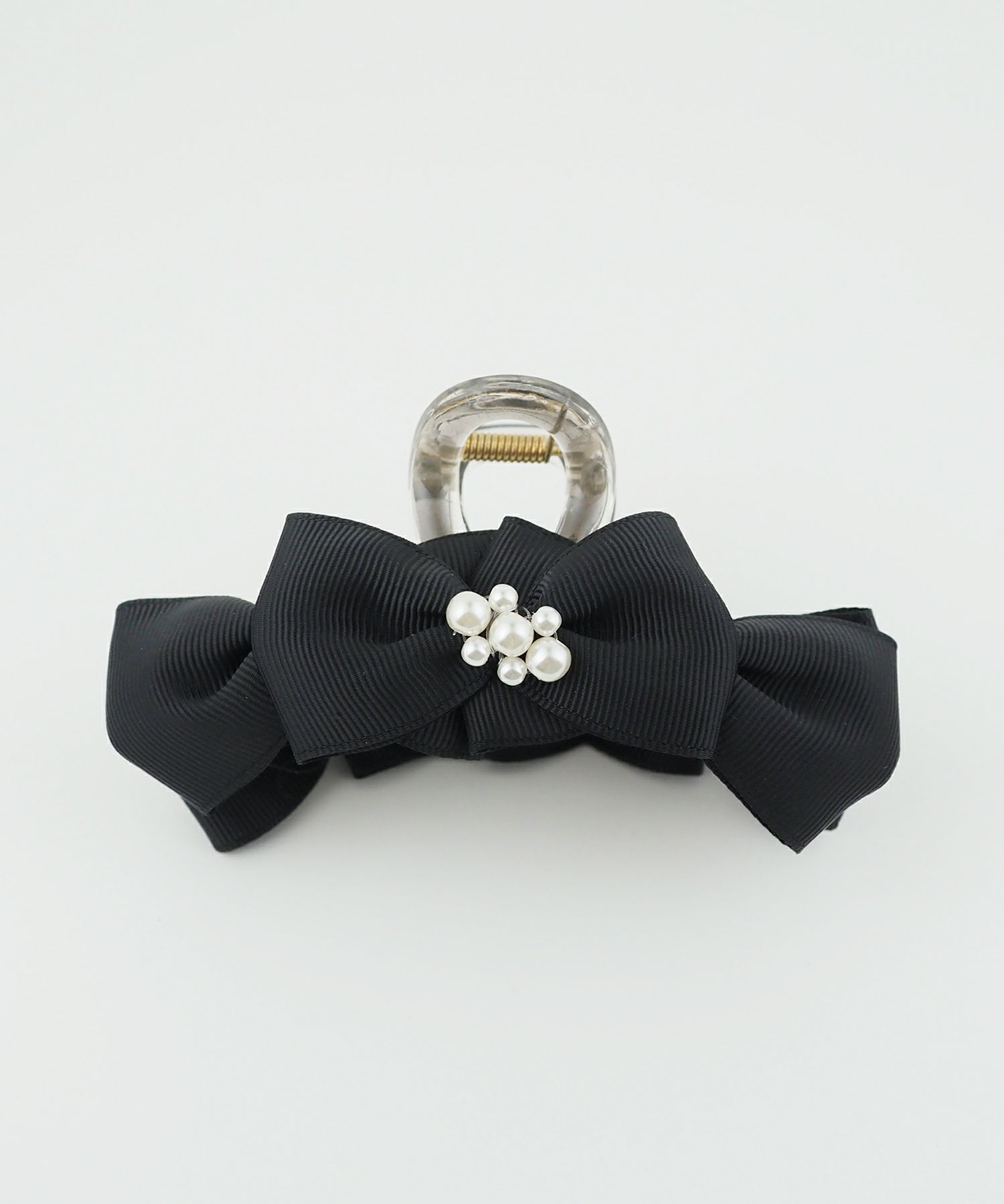 グログランパールリボンバンスクリップ