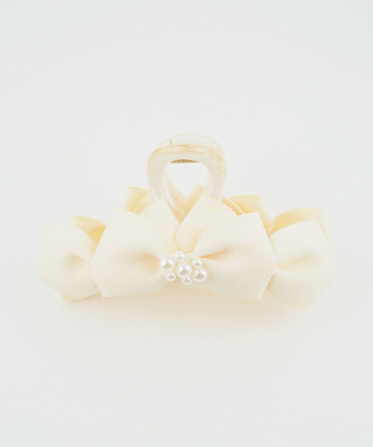 グログランパールリボンバンスクリップ