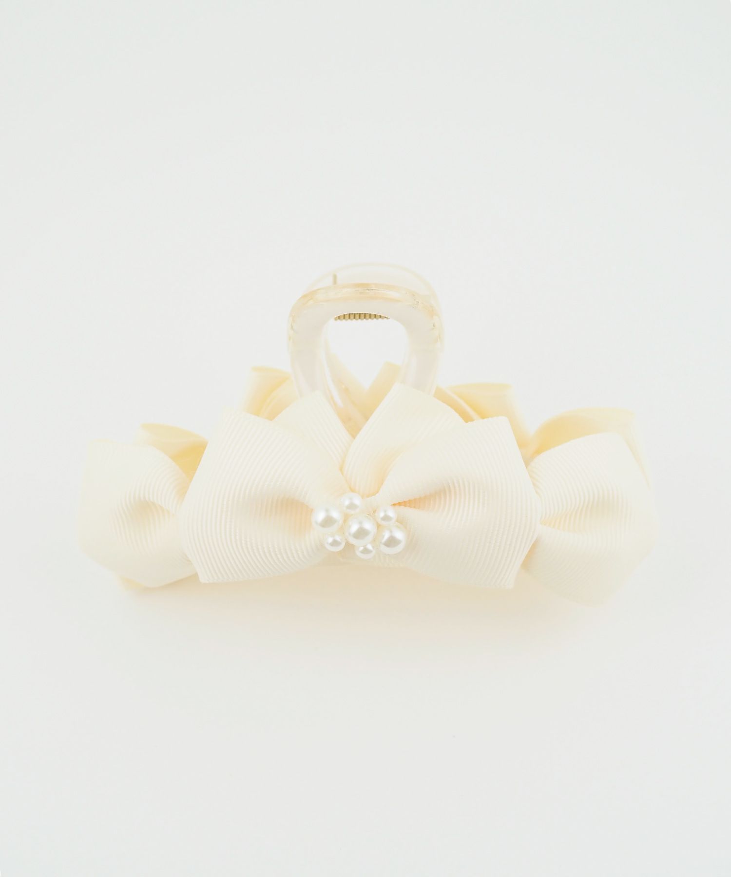 グログランパールリボンバンスクリップ