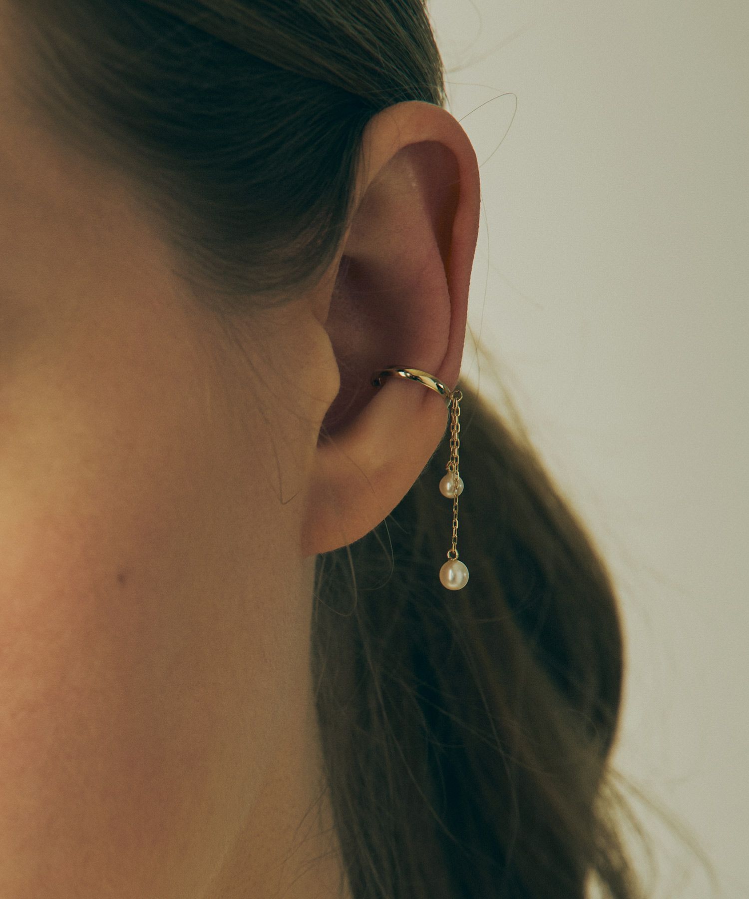 【web限定】[K10]淡水パールチェーンイヤーカフ