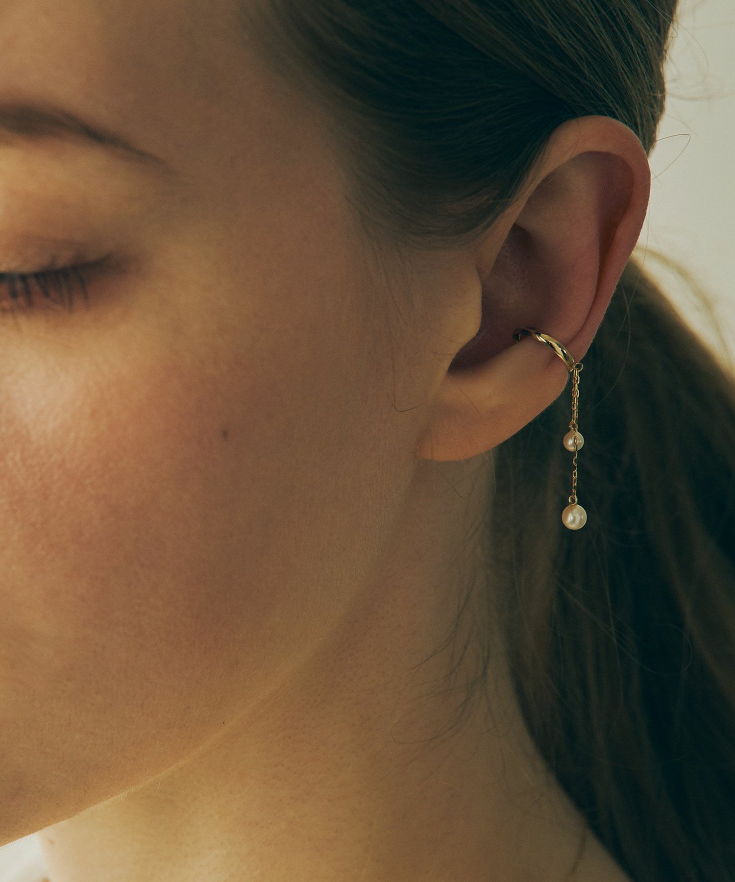 【web限定】[K10]淡水パールチェーンイヤーカフ