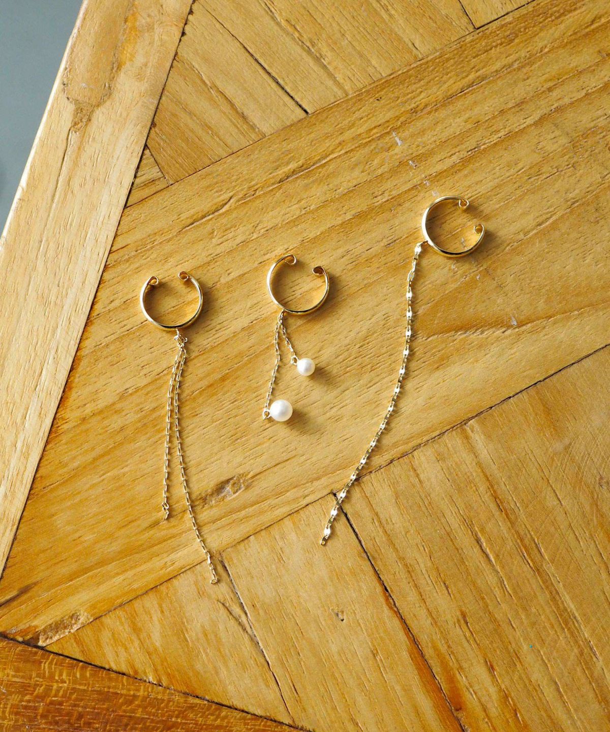 【web限定】[K10]淡水パールチェーンイヤーカフ