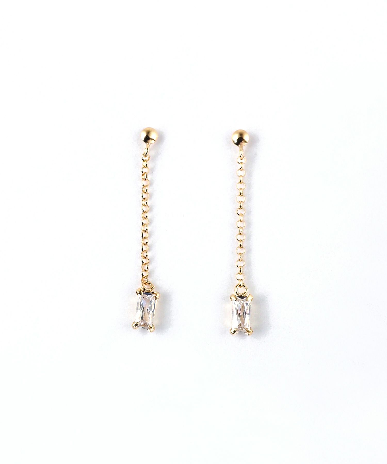 【web限定】[K10]スクエアジルコニアチェーンピアス