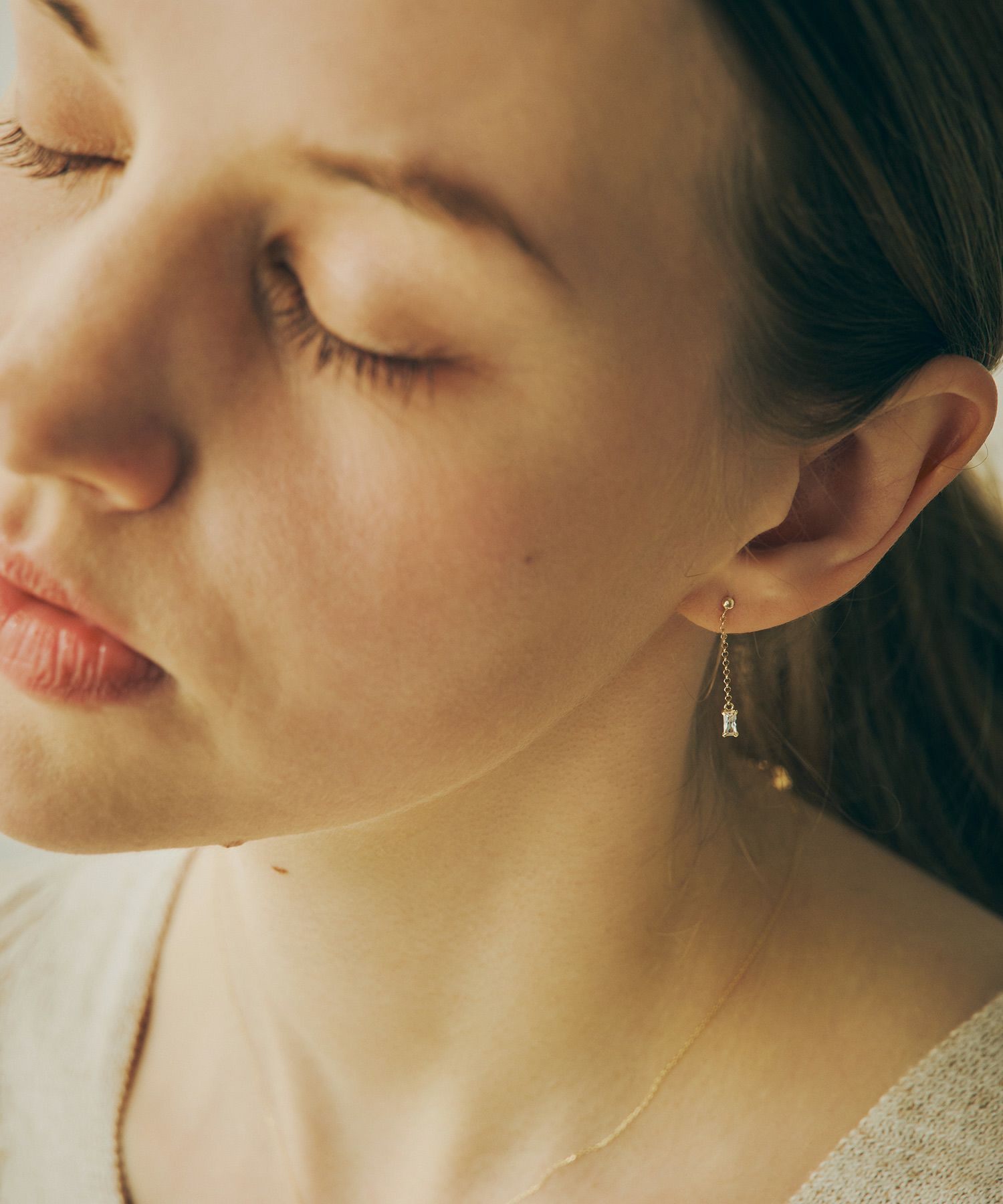 【web限定】[K10]スクエアジルコニアチェーンピアス