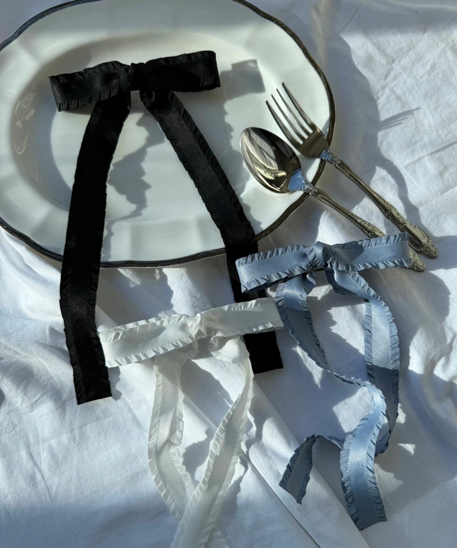 フリルサテンリボンバレッタ【nuage】