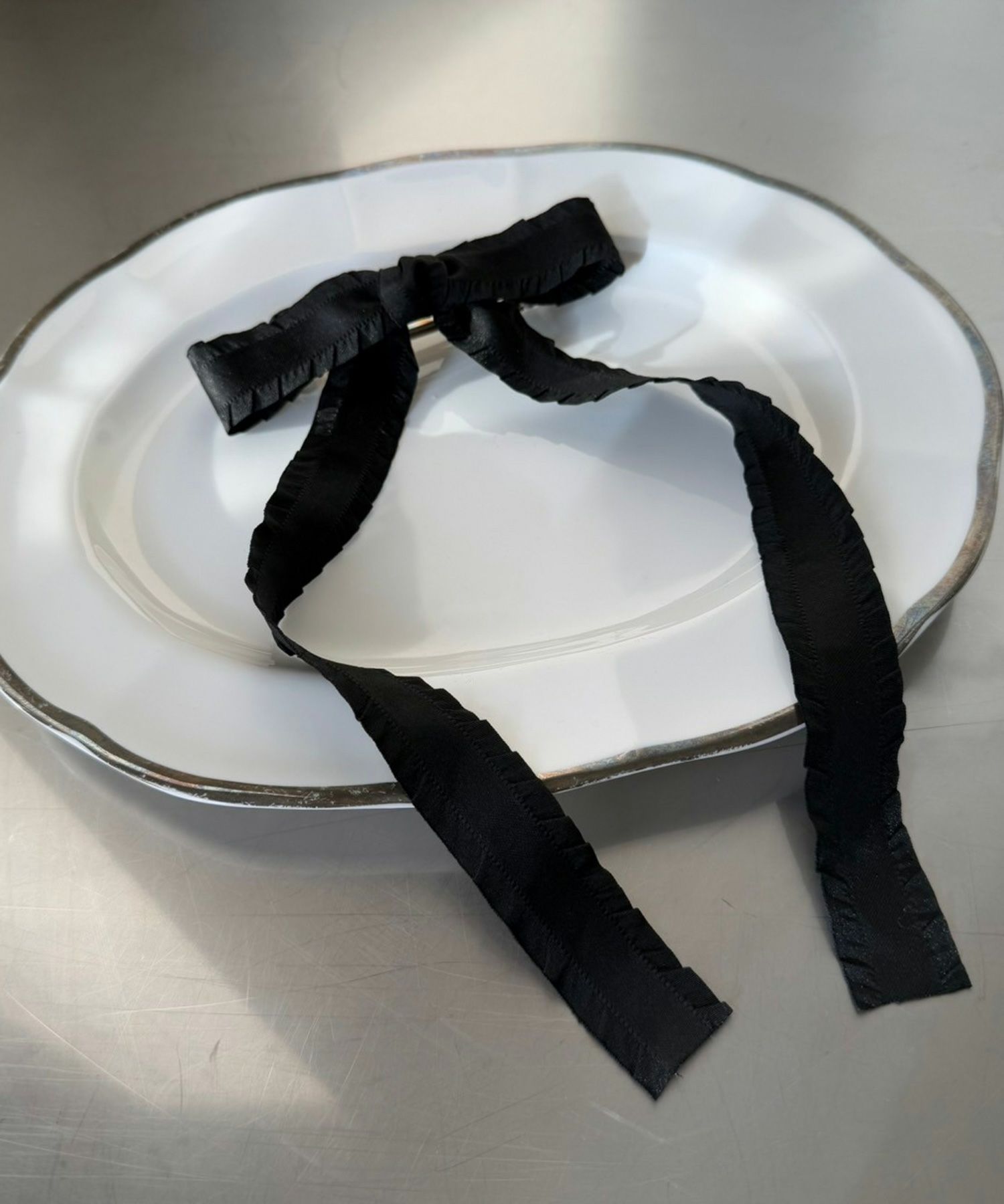 フリルサテンリボンバレッタ【nuage】