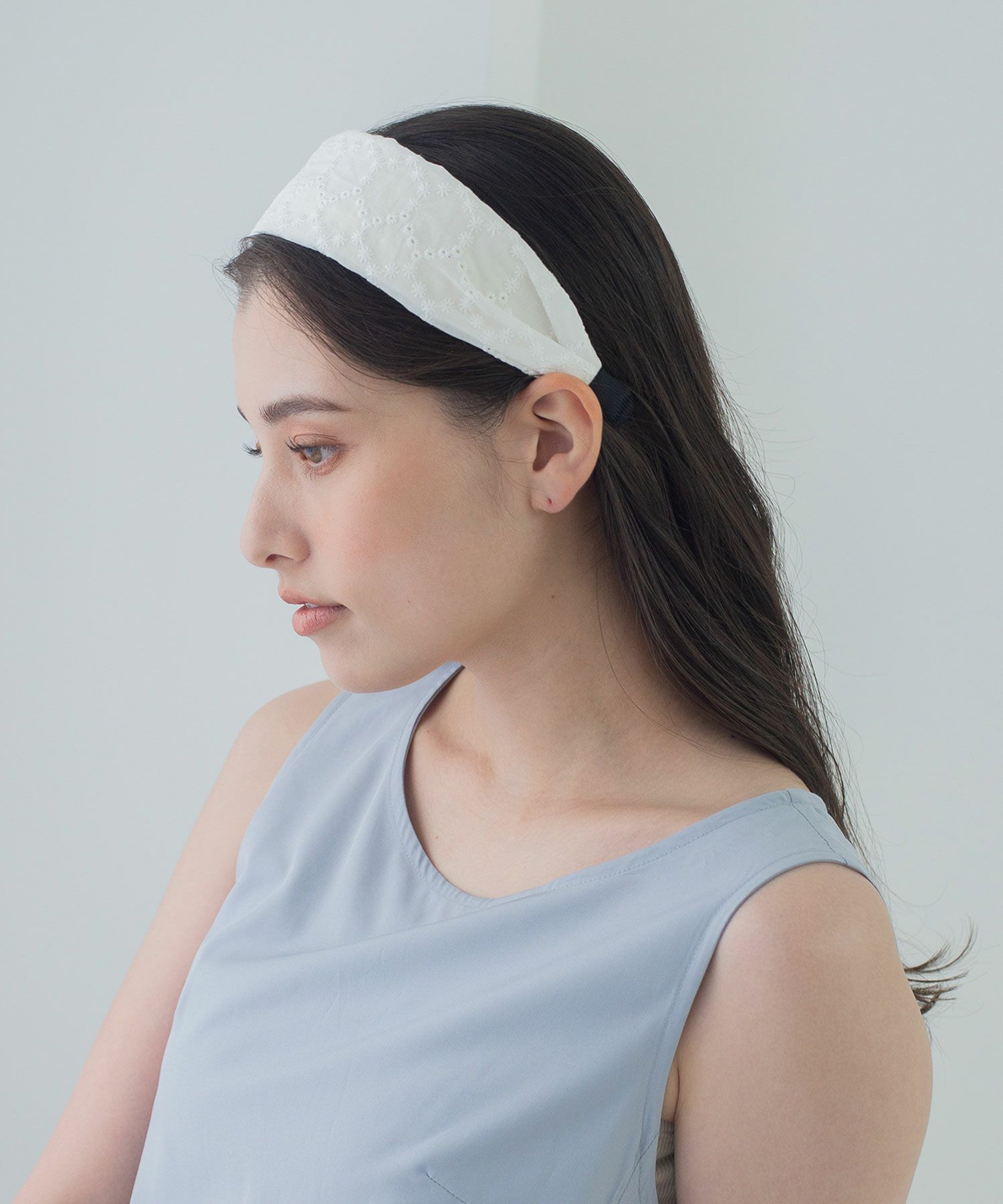 コットンレースワイドカチューシャ【nuage】