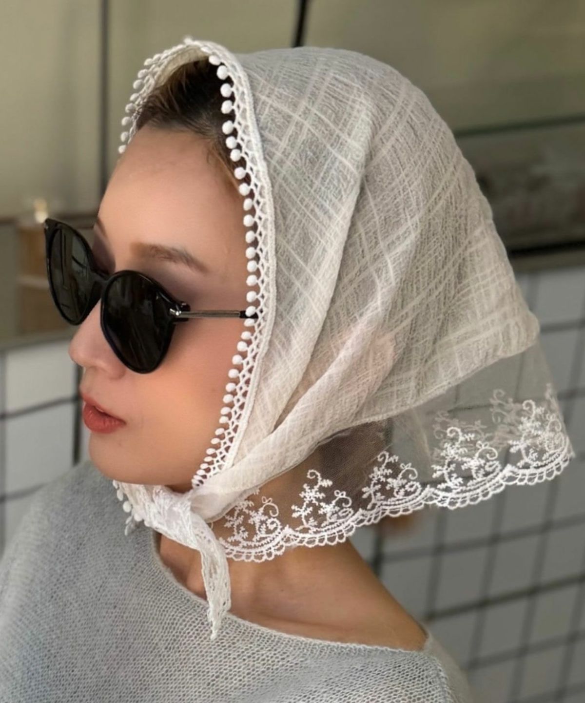 レースチェックバブーシュカ【nuage】