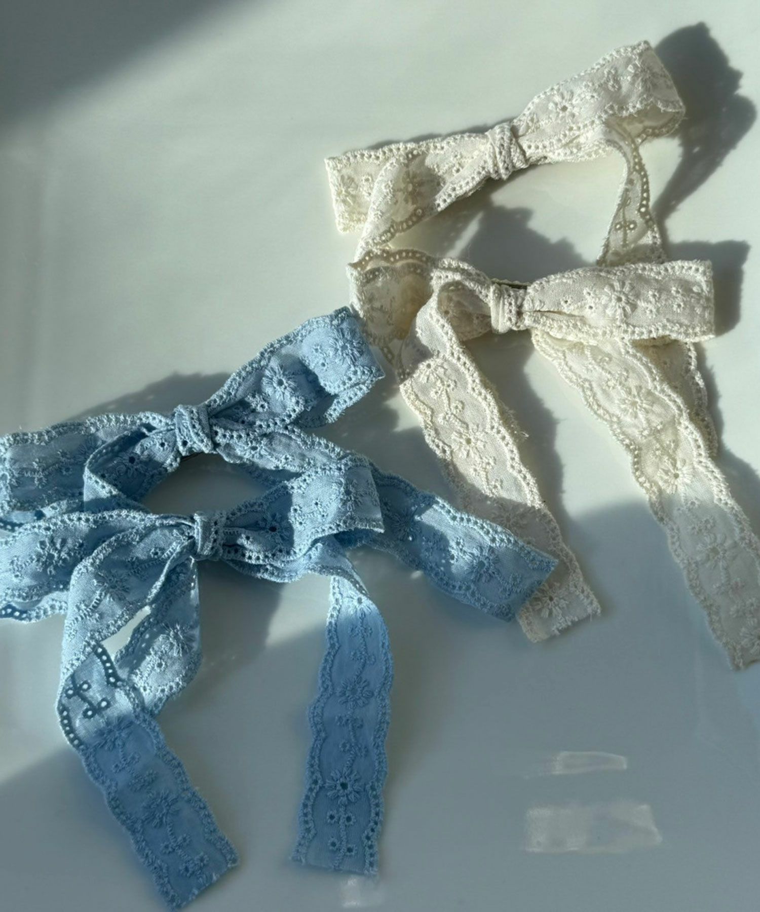 コットンレースリボンクリップ2Pセット【nuage】