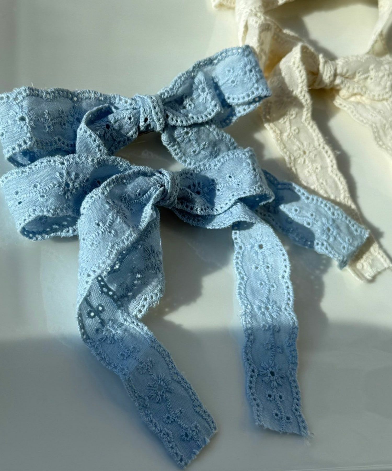 コットンレースリボンクリップ2Pセット【nuage】