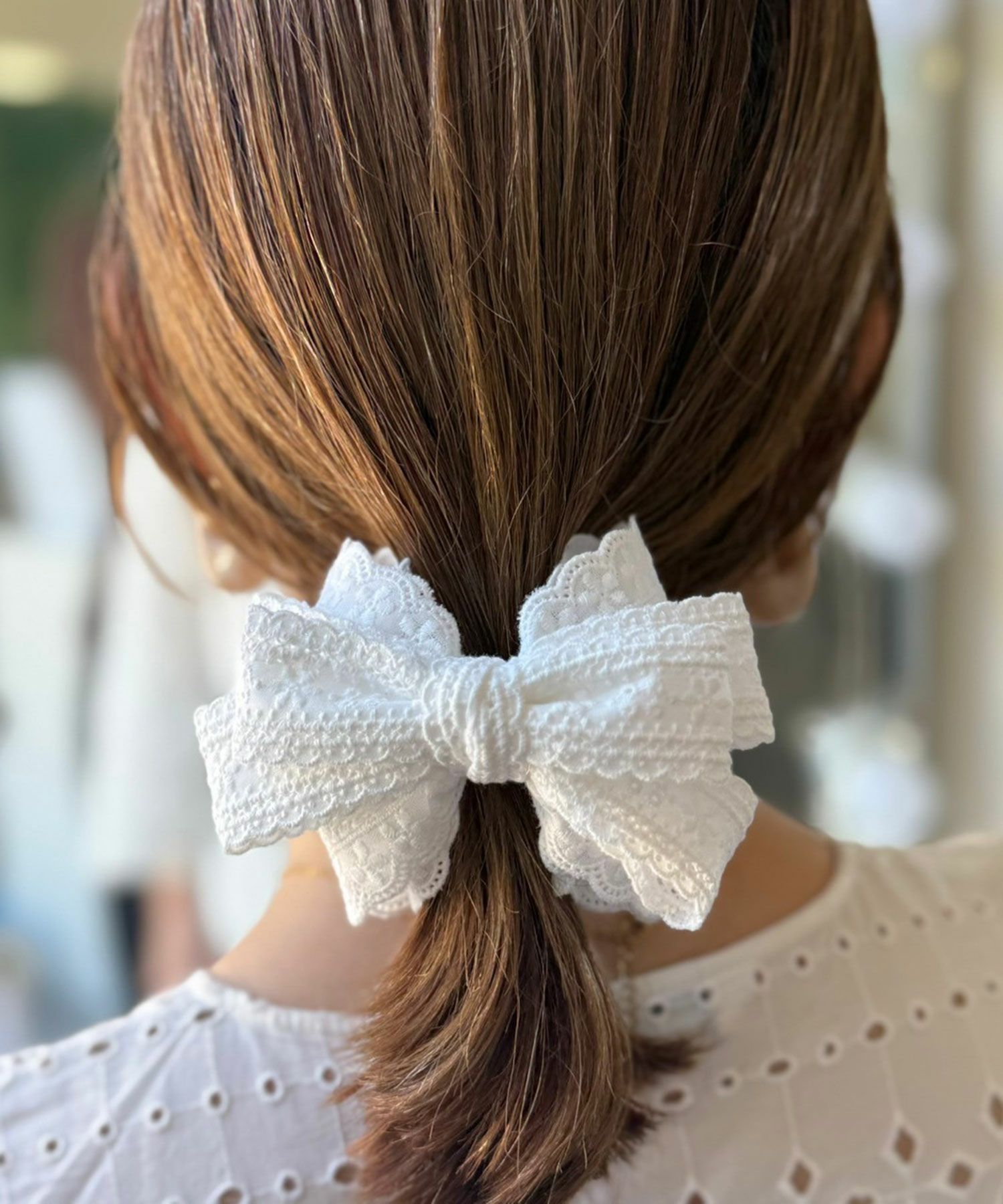 コットンレースリボンフロントバンスクリップ【nuage】